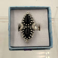 Sterling Silver Double Teardrop Celestial Black Onyx Ring - Size 9 - Protective, Grounding & Stabilizing | Rings | Wiccan Center