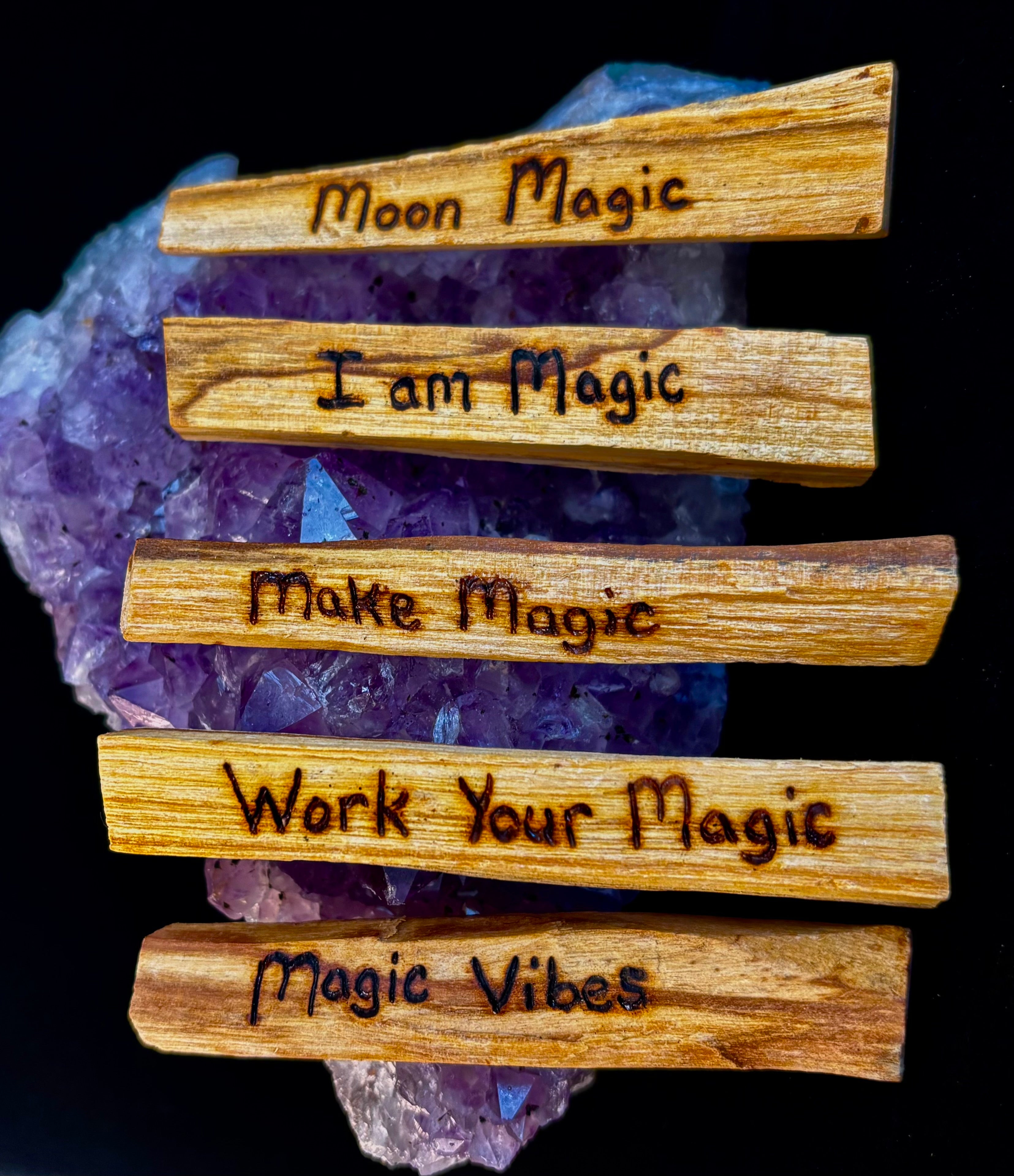 Hand-Engraved Palo Santo Smudge Sticks — Sustainable Peruvian Holy Wood with Positive Affirmations & Energy Cleansing | | Wiccan Center