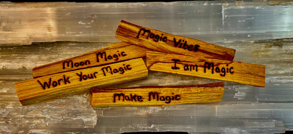 Hand-Engraved Palo Santo Smudge Sticks — Sustainable Peruvian Holy Wood with Positive Affirmations & Energy Cleansing | | Wiccan Center
