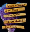 Hand-Engraved Palo Santo Smudge Sticks — Sustainable Peruvian Holy Wood with Positive Affirmations & Energy Cleansing | | Wiccan Center