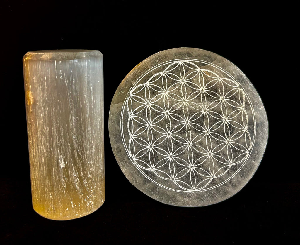 Hand Carved Moroccan Selenite Bracelet Holder & Energy Charging Plate | | Wiccan Center