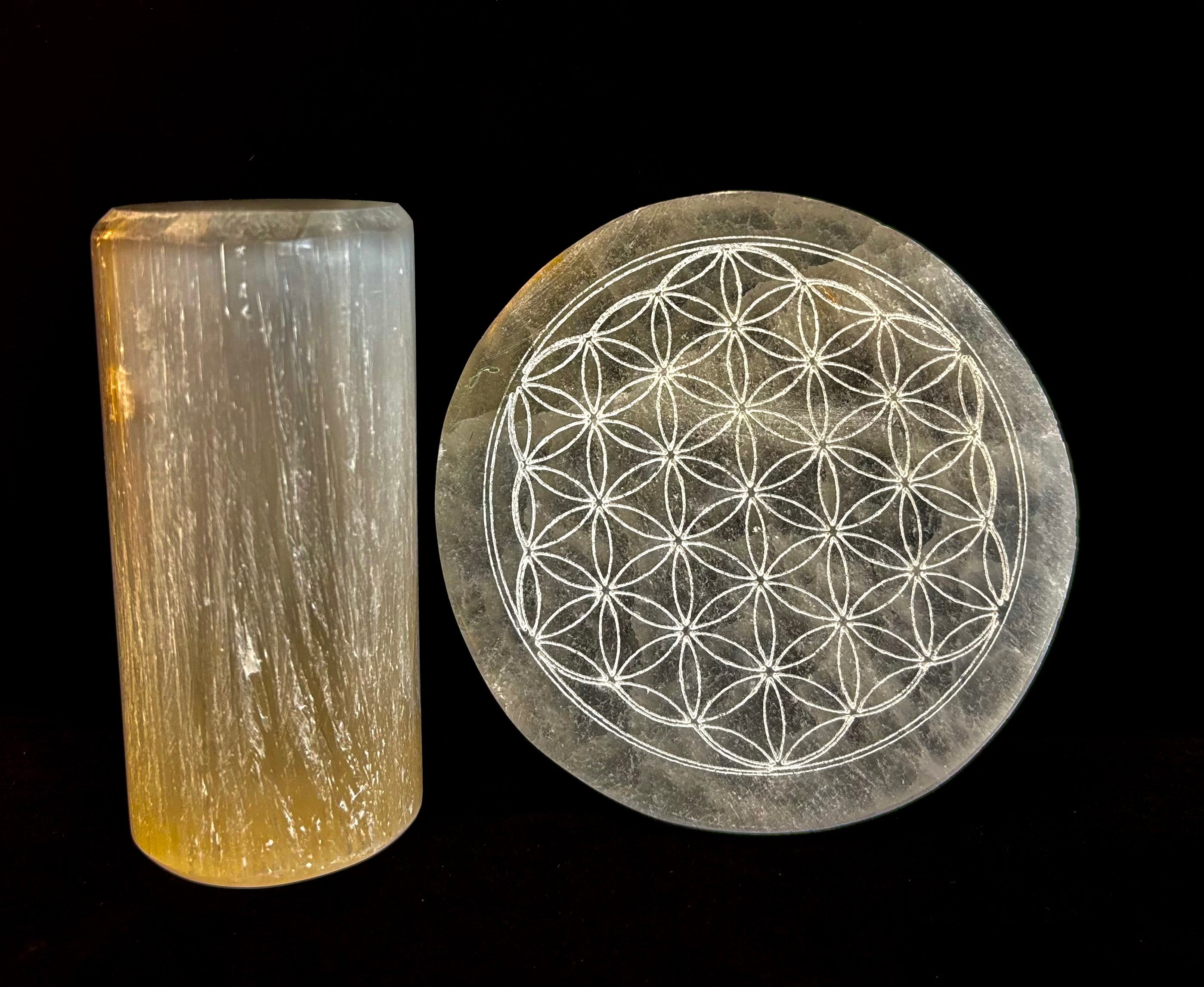 Hand Carved Moroccan Selenite Bracelet Holder & Energy Charging Plate | | Wiccan Center