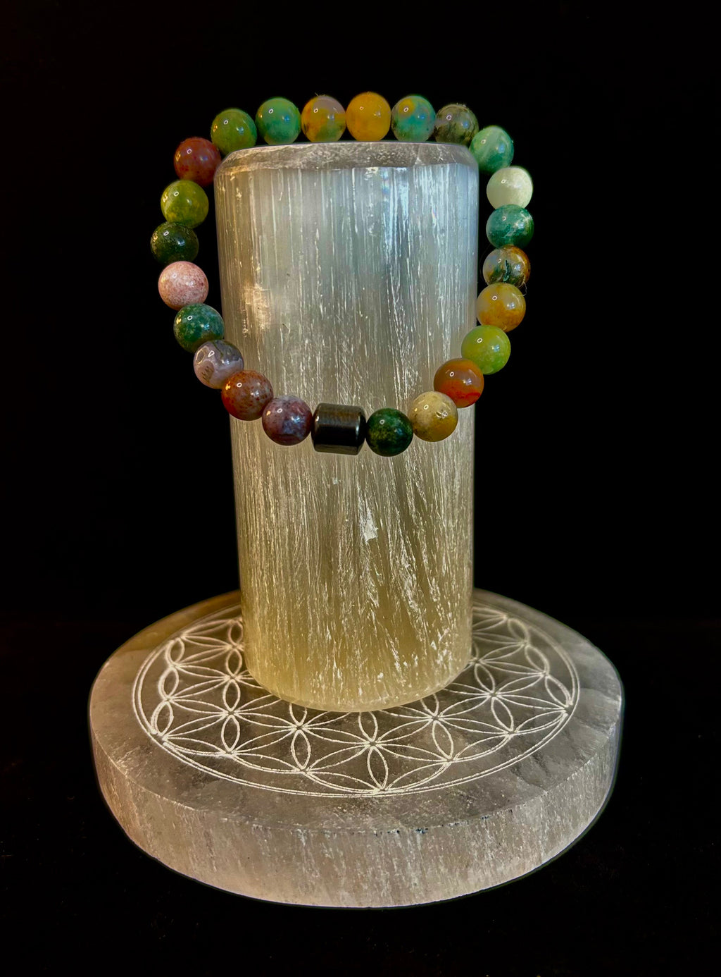 Hand Carved Moroccan Selenite Bracelet Holder & Energy Charging Plate | | Wiccan Center