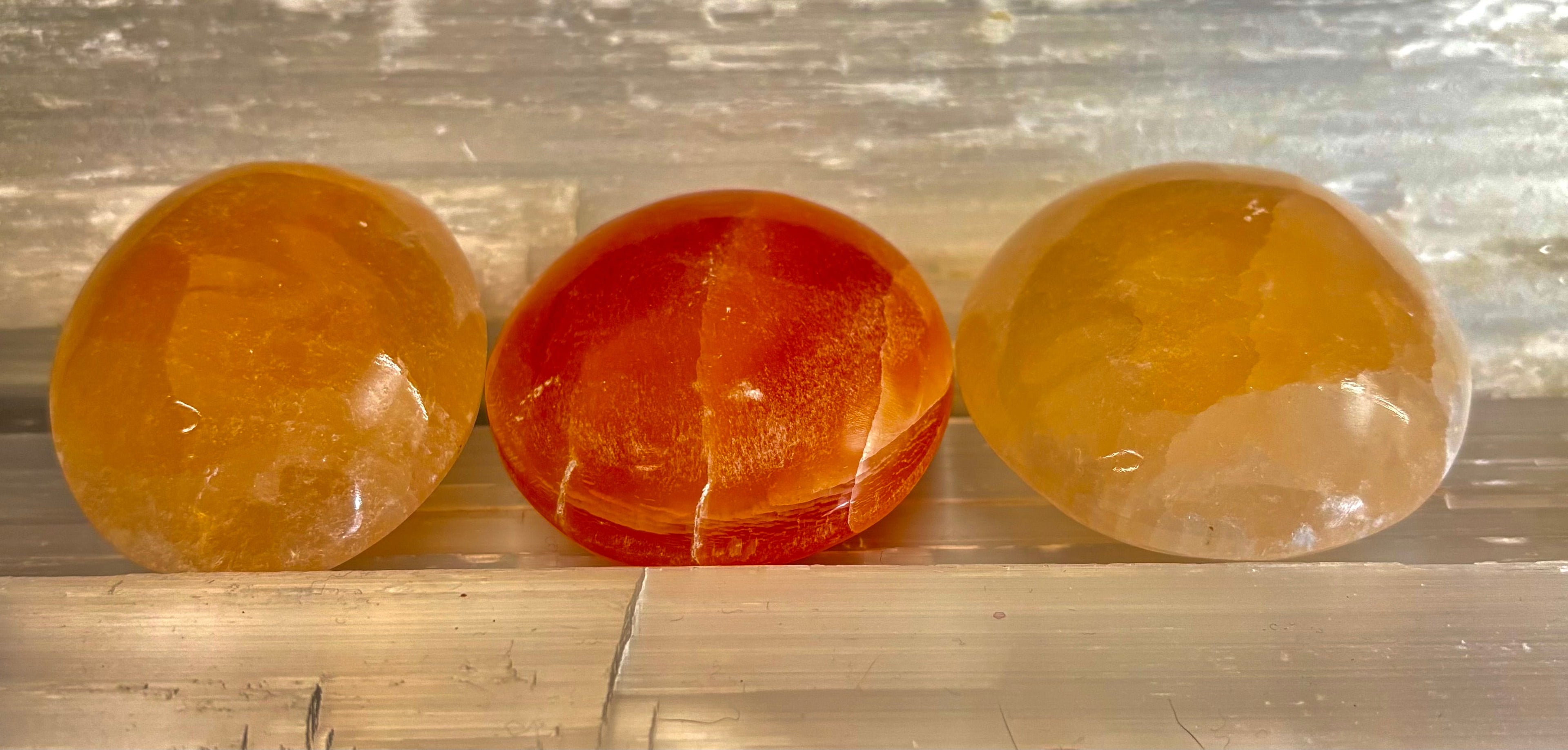 Peach Selenite Palm Stone (Approx. 2.75”) – Hand Polished Moroccan Selenite Crystal for Energy Cleansing & Meditation | | Wiccan Center
