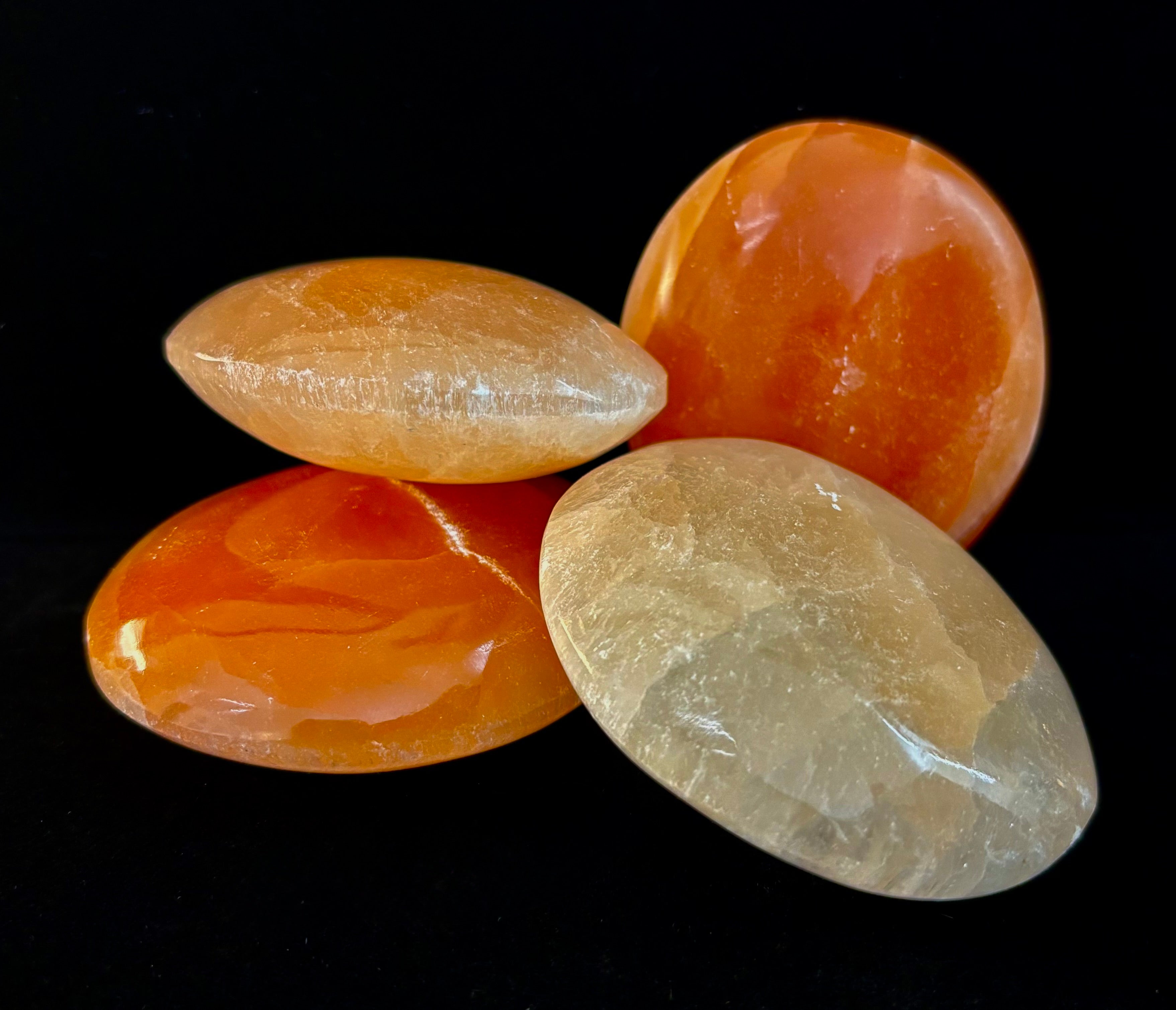 Peach Selenite Palm Stone (Approx. 2.75”) – Hand Polished Moroccan Selenite Crystal for Energy Cleansing & Meditation | | Wiccan Center
