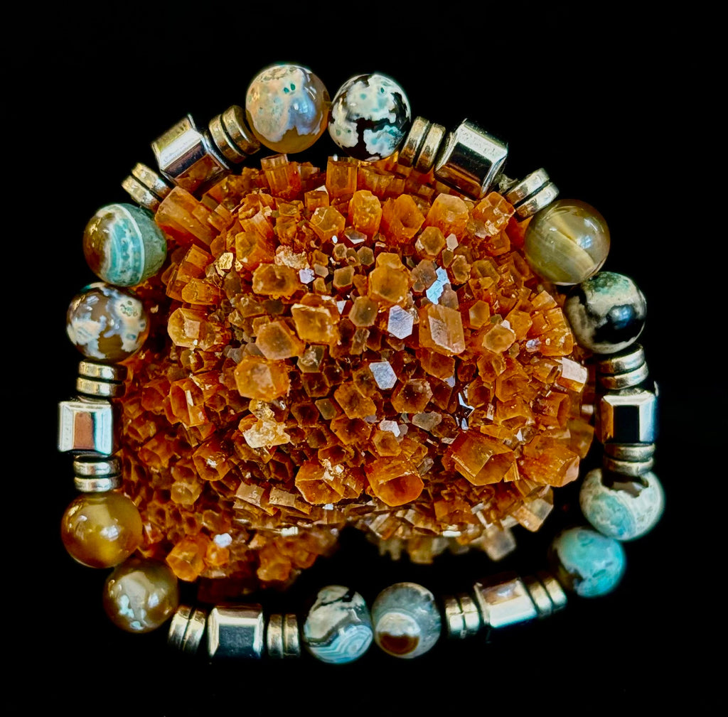 Earth Tone Natural Stone Bracelet – One-of-a-Kind XL Crystal Bracelet | | Wiccan Center
