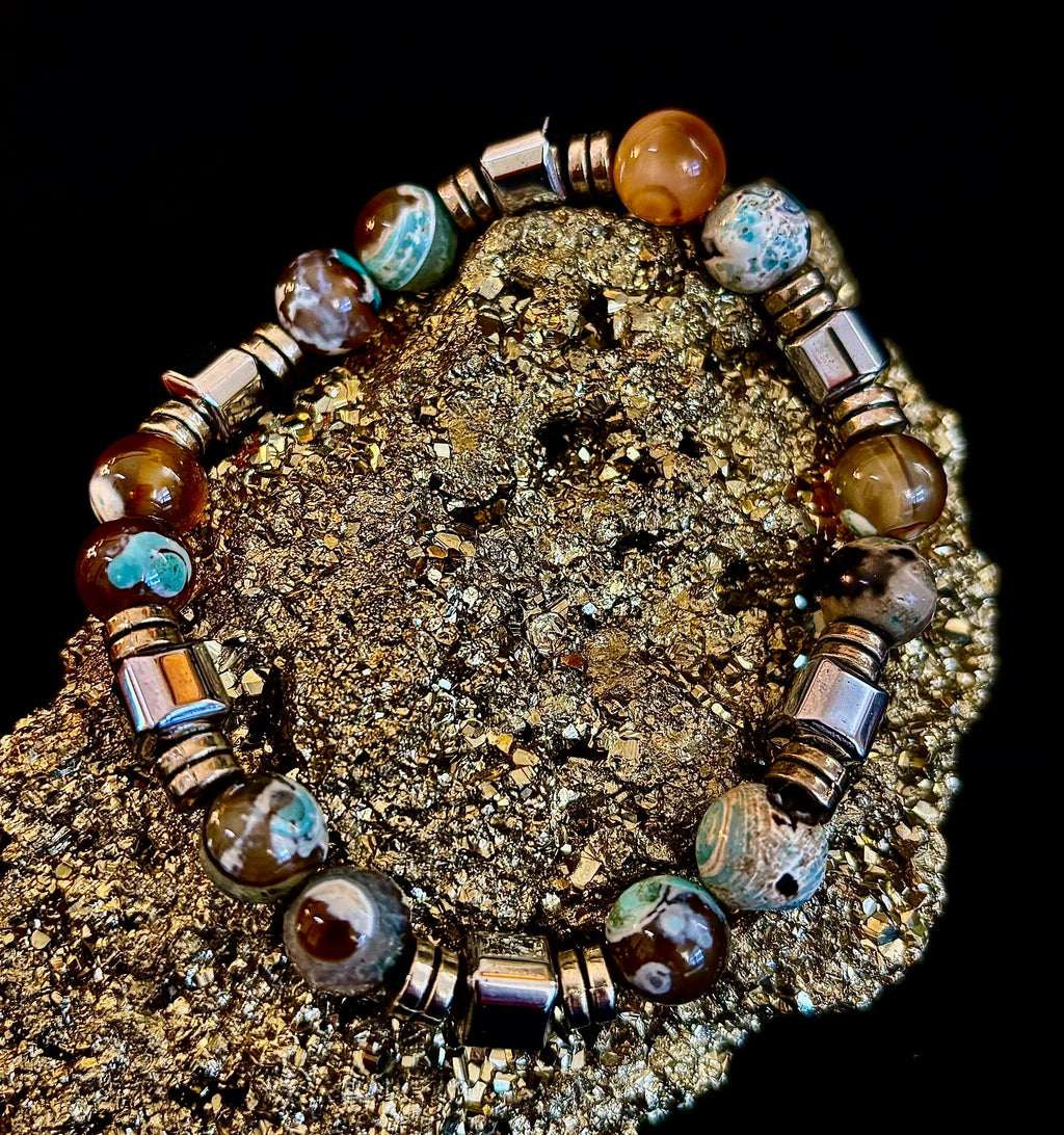 Earth Tone Natural Stone Bracelet – One-of-a-Kind XL Crystal Bracelet | | Wiccan Center