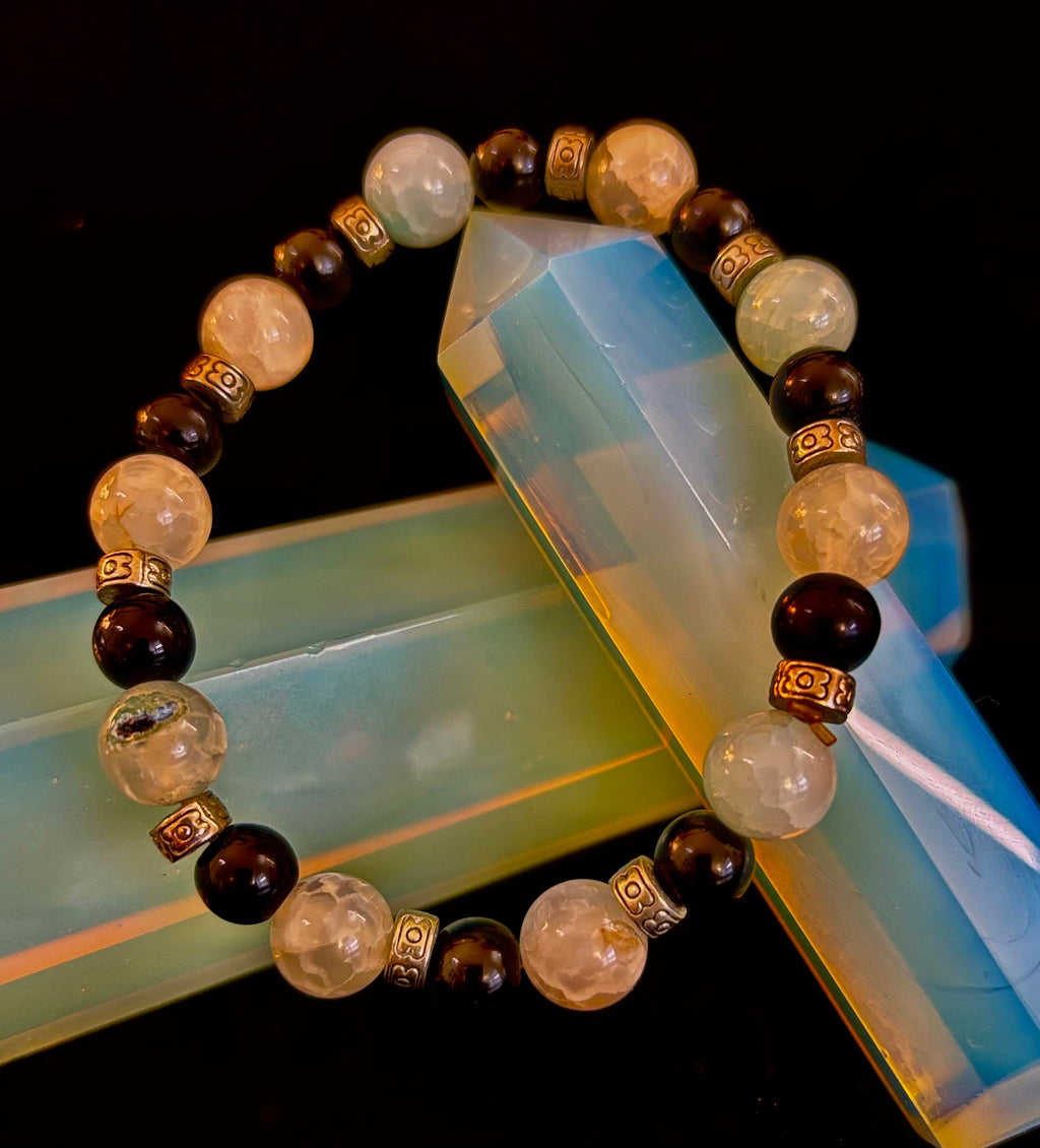 Ocean Mist Natural Stone Bracelet – Black and White Gemstone Bracelet Handmade in Puerto Vallarta (One of a Kind) | | Wiccan Center