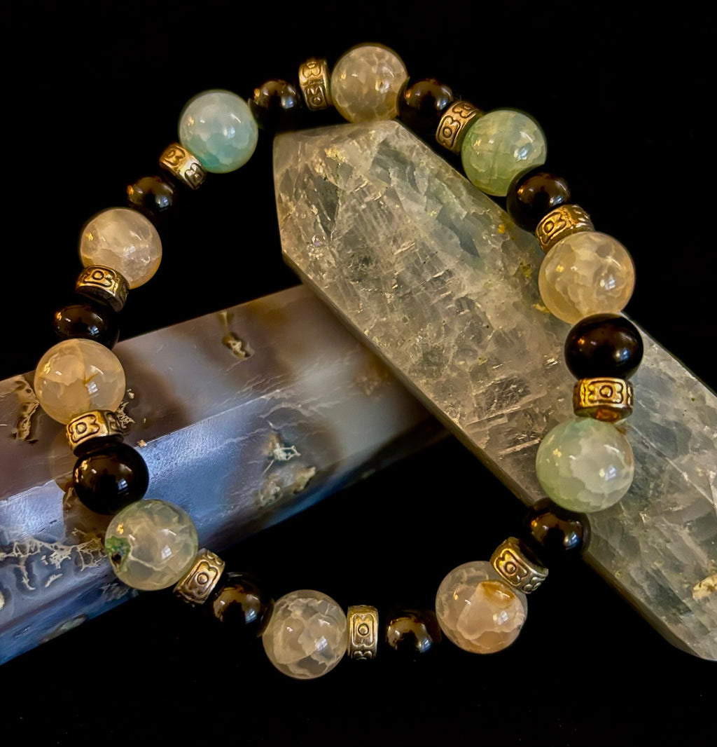 Ocean Mist Natural Stone Bracelet – Black and White Gemstone Bracelet Handmade in Puerto Vallarta (One of a Kind) | | Wiccan Center