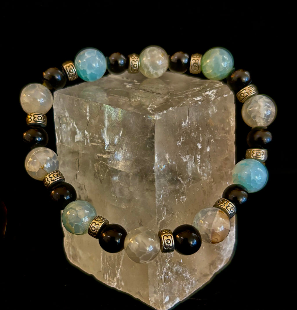 Ocean Mist Natural Stone Bracelet – Black and White Gemstone Bracelet Handmade in Puerto Vallarta (One of a Kind) | | Wiccan Center
