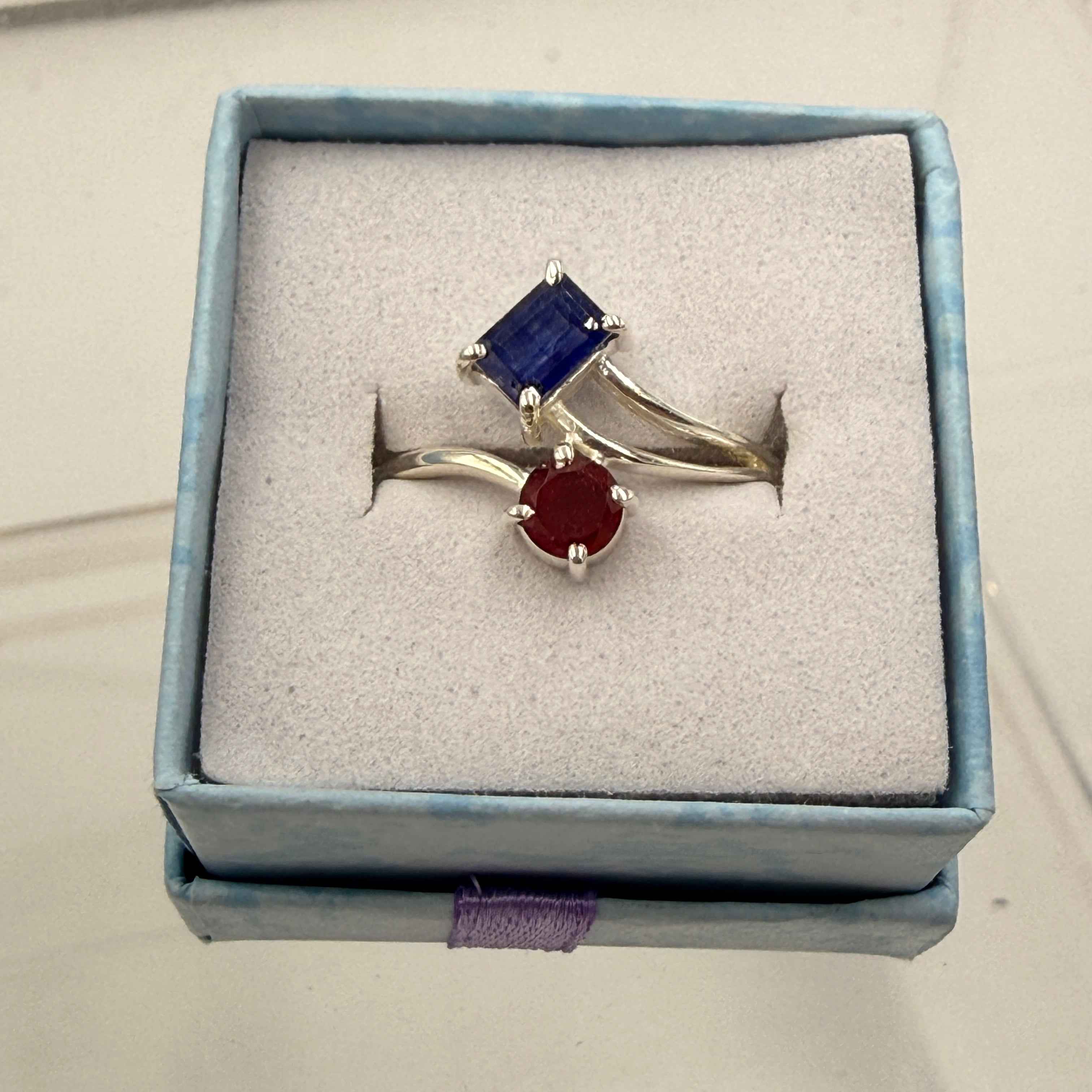 Sterling Silver Garnet & Sapphire Ring - Size 10 - Passionate, Protective & Wisdom | Rings | Wiccan Center