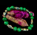 Emerald Malachite Energy Bracelet – XL Natural Stone Bracelet Handmade in Puerto Vallarta | | Wiccan Center