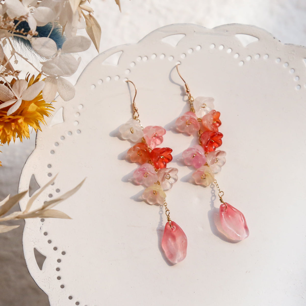 SALE - Colorful Flower& Petal Earrings