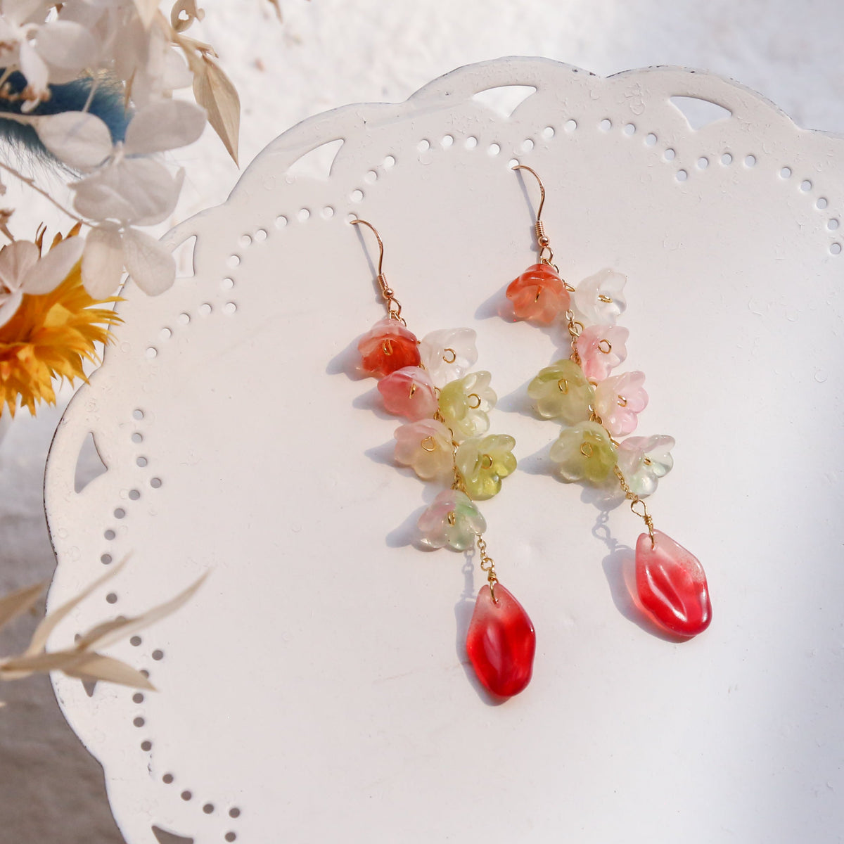 SALE - Colorful Flower& Petal Earrings