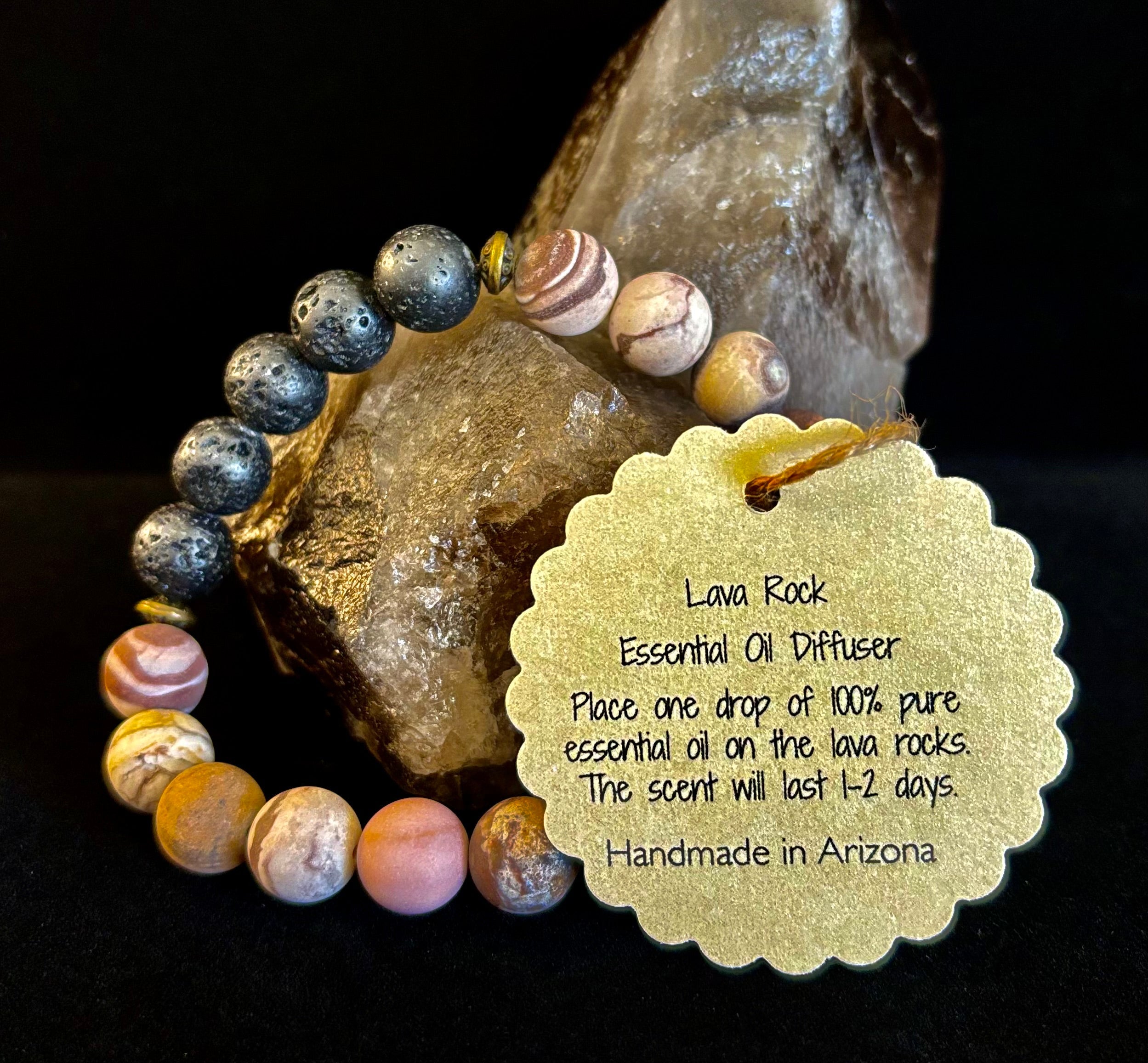Matte Brown Zebra Jasper Lava Rock Diffuser Bracelet | | Wiccan Center
