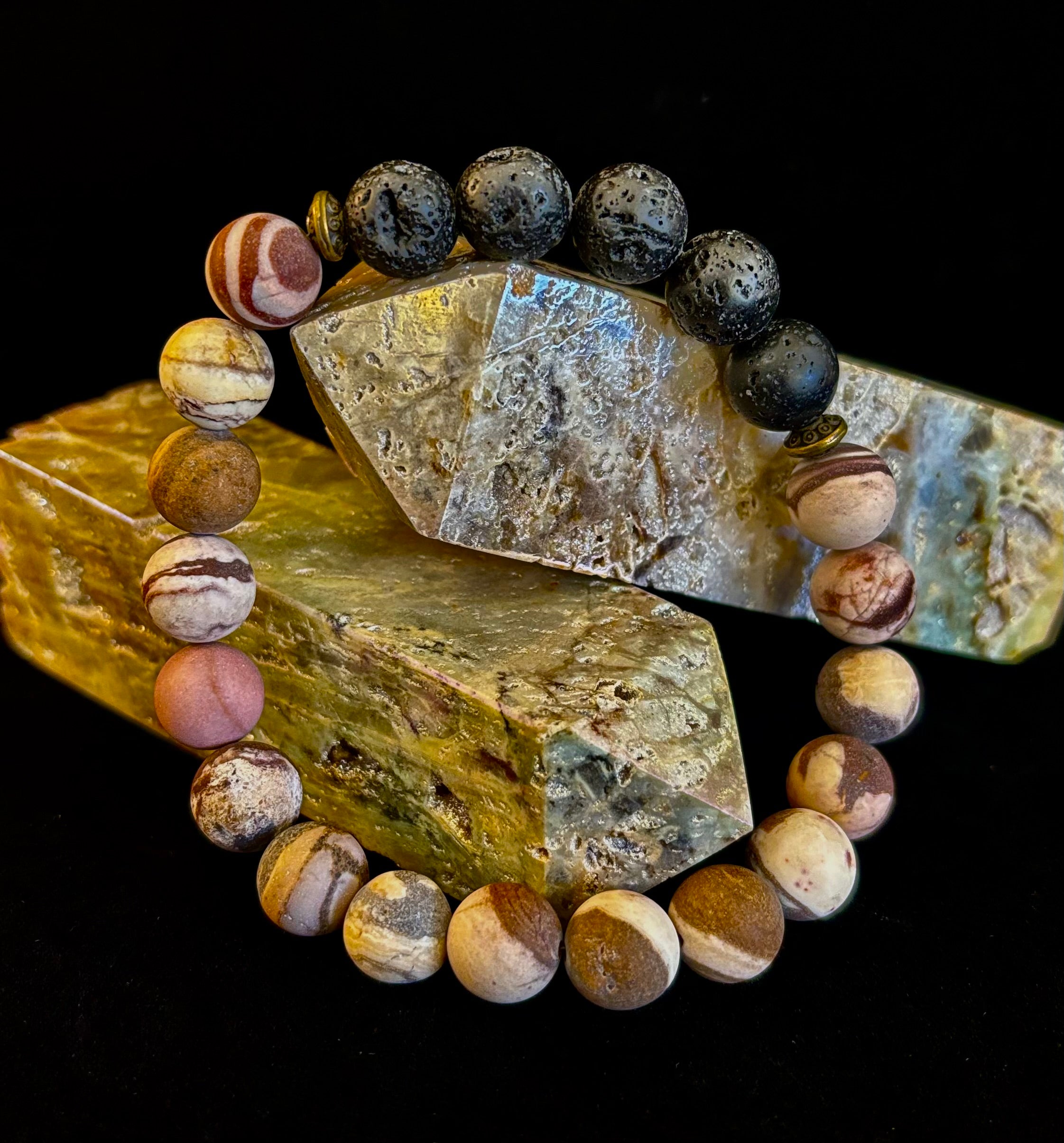Matte Brown Zebra Jasper Lava Rock Diffuser Bracelet | | Wiccan Center