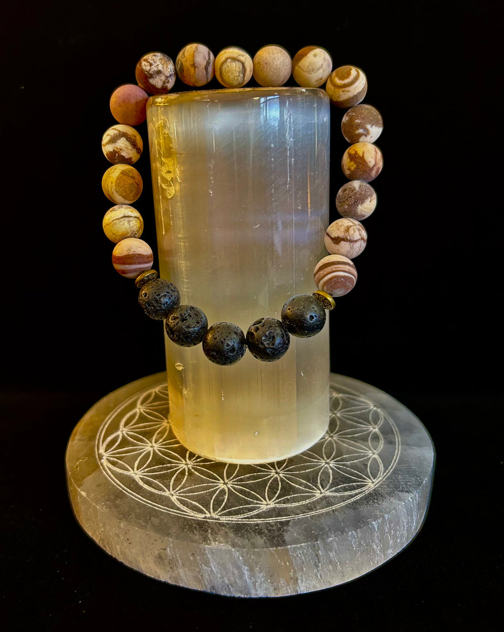 Matte Brown Zebra Jasper Lava Rock Diffuser Bracelet | | Wiccan Center
