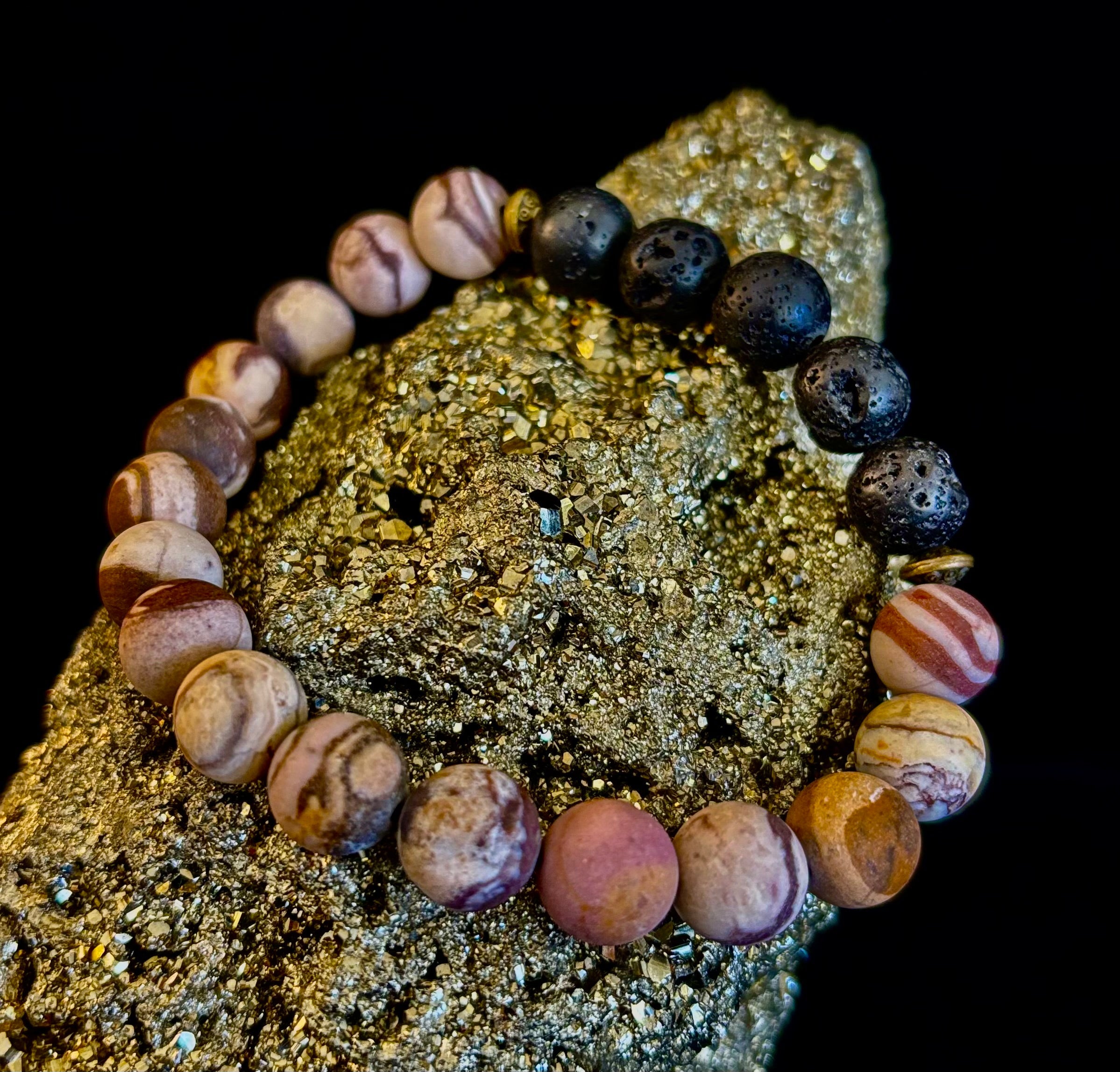 Matte Brown Zebra Jasper Lava Rock Diffuser Bracelet | | Wiccan Center