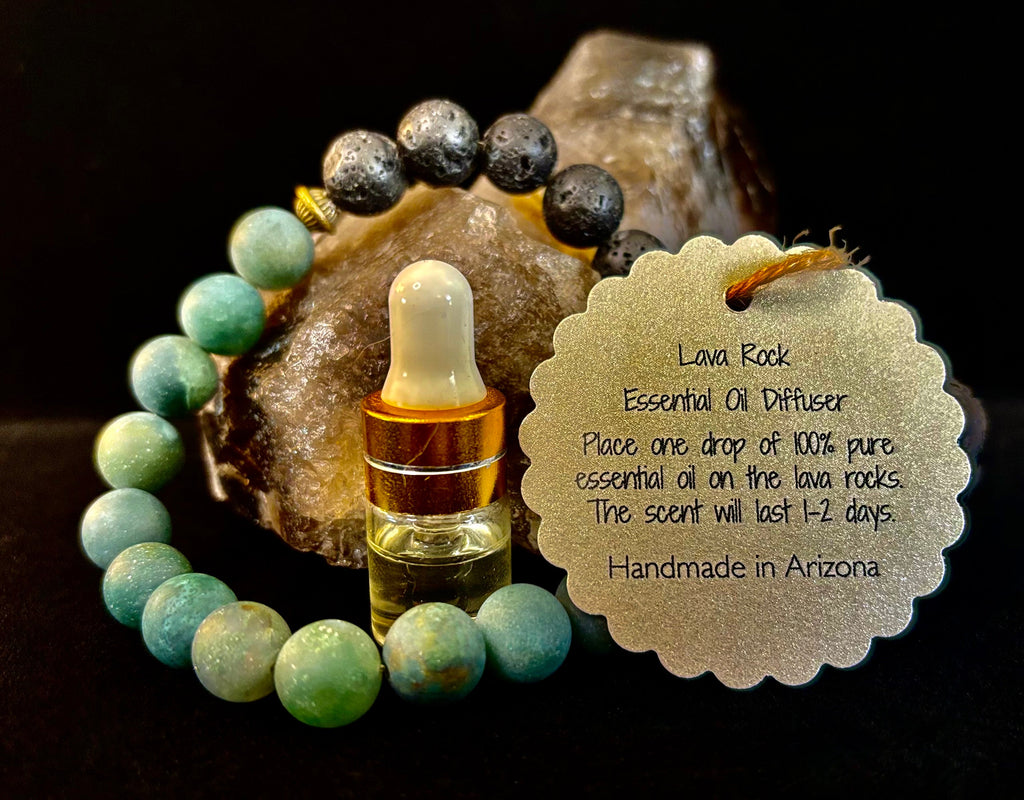 Matte Green Moss Agate Essential Oil Diffuser Bracelet (Large and XL Wrist Options) | | Wiccan Center
