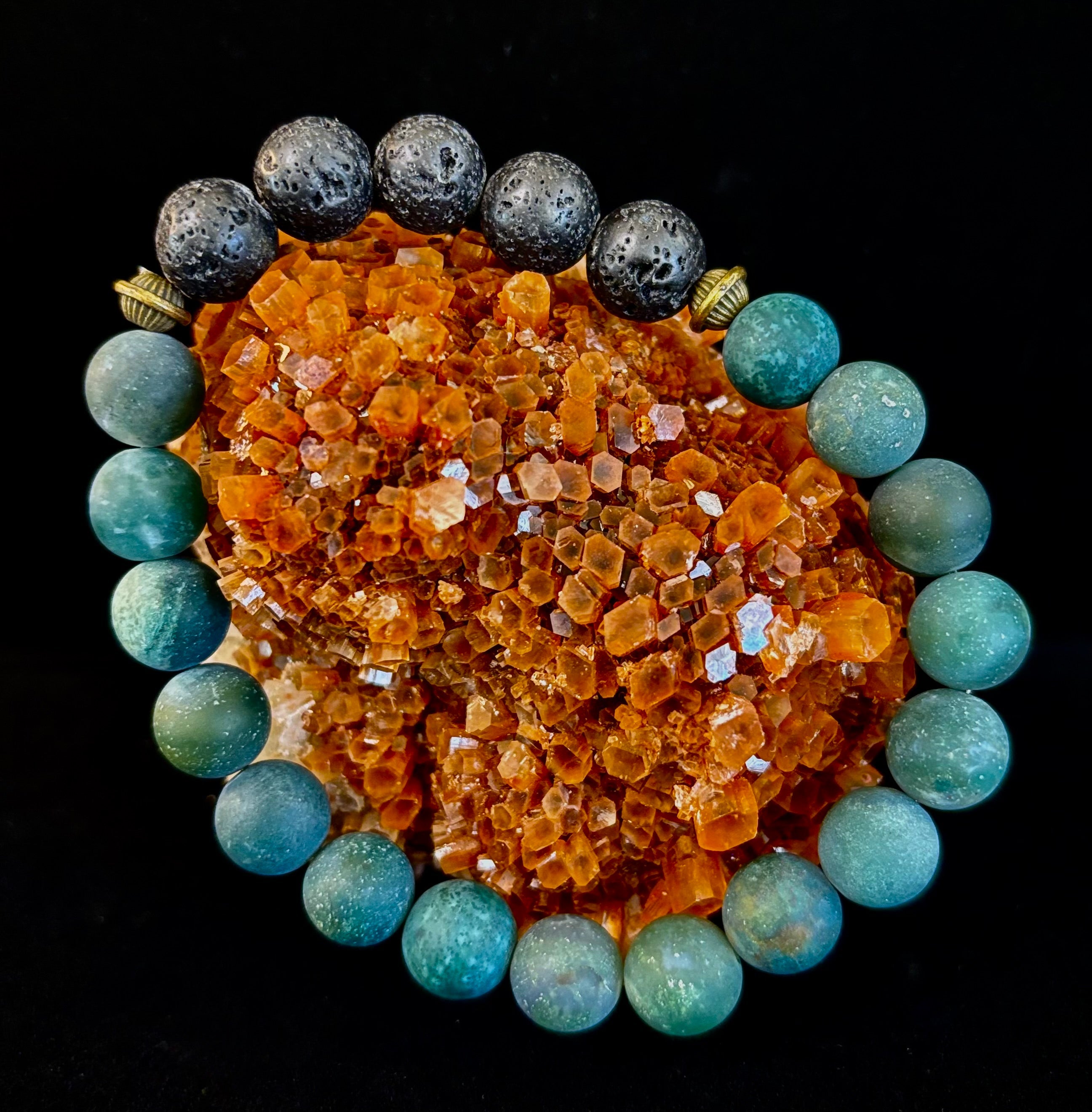 Matte Green Moss Agate Essential Oil Diffuser Bracelet (Large and XL Wrist Options) | | Wiccan Center