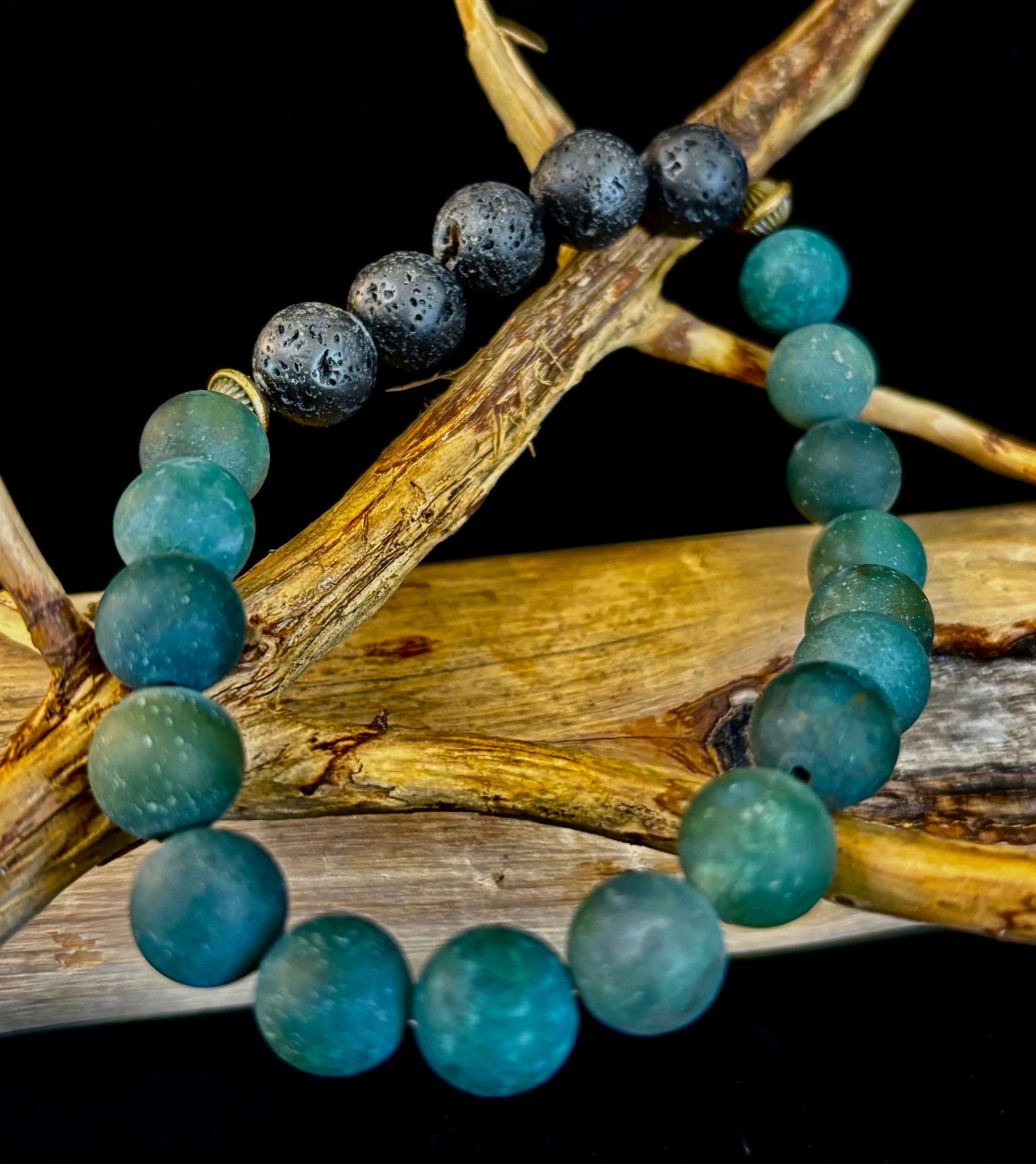 Matte Green Moss Agate Essential Oil Diffuser Bracelet (Large and XL Wrist Options) | | Wiccan Center