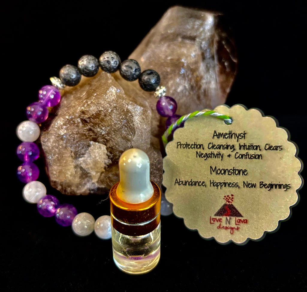 Amethyst and Moonstone Aromatherapy Diffuser Bracelet | | Wiccan Center