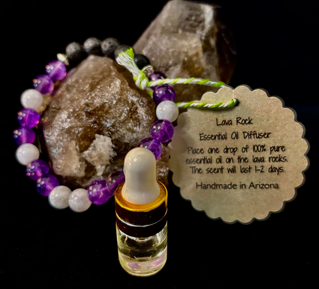 Amethyst and Moonstone Aromatherapy Diffuser Bracelet | | Wiccan Center