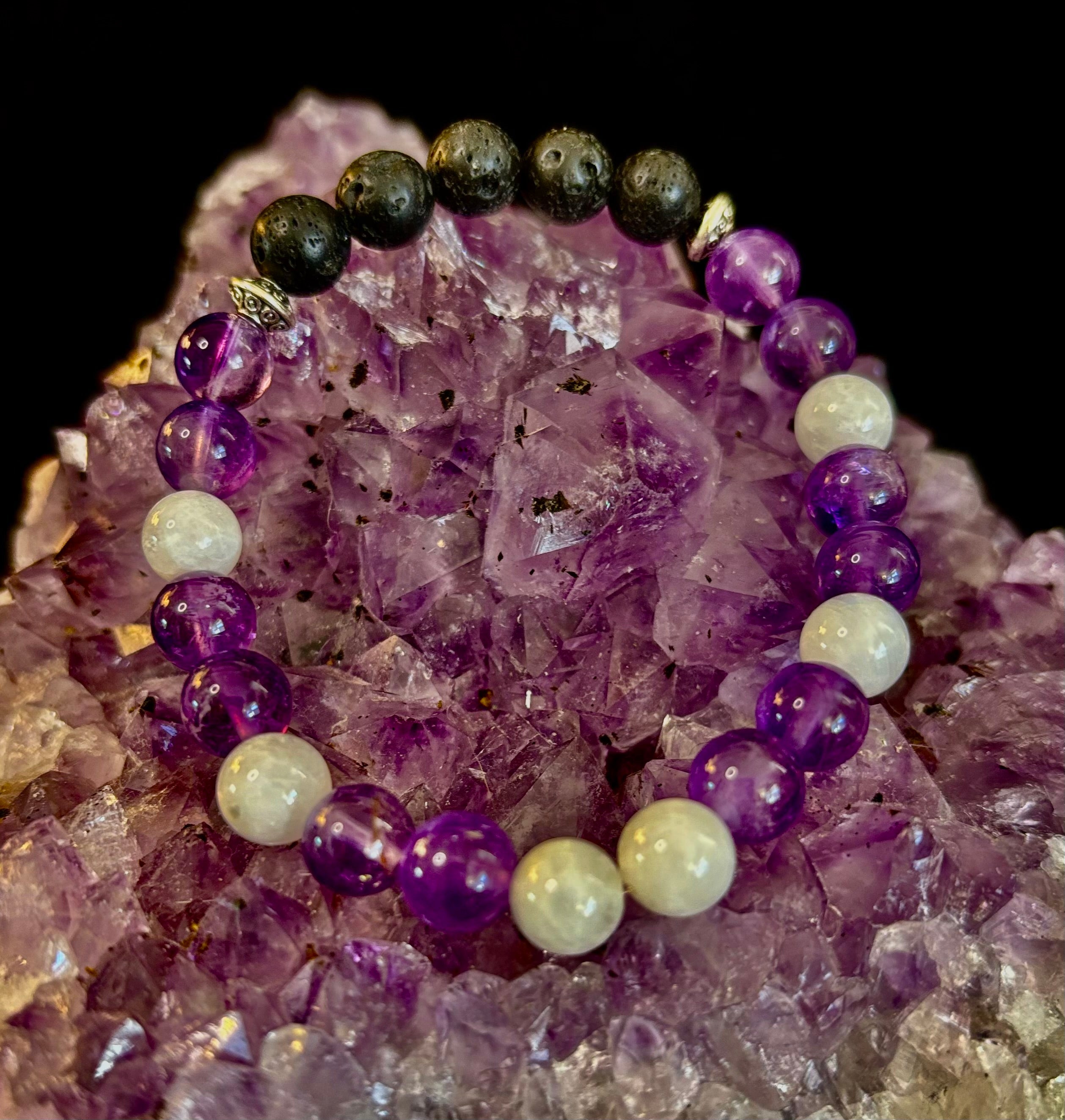 Amethyst and Moonstone Aromatherapy Diffuser Bracelet | | Wiccan Center