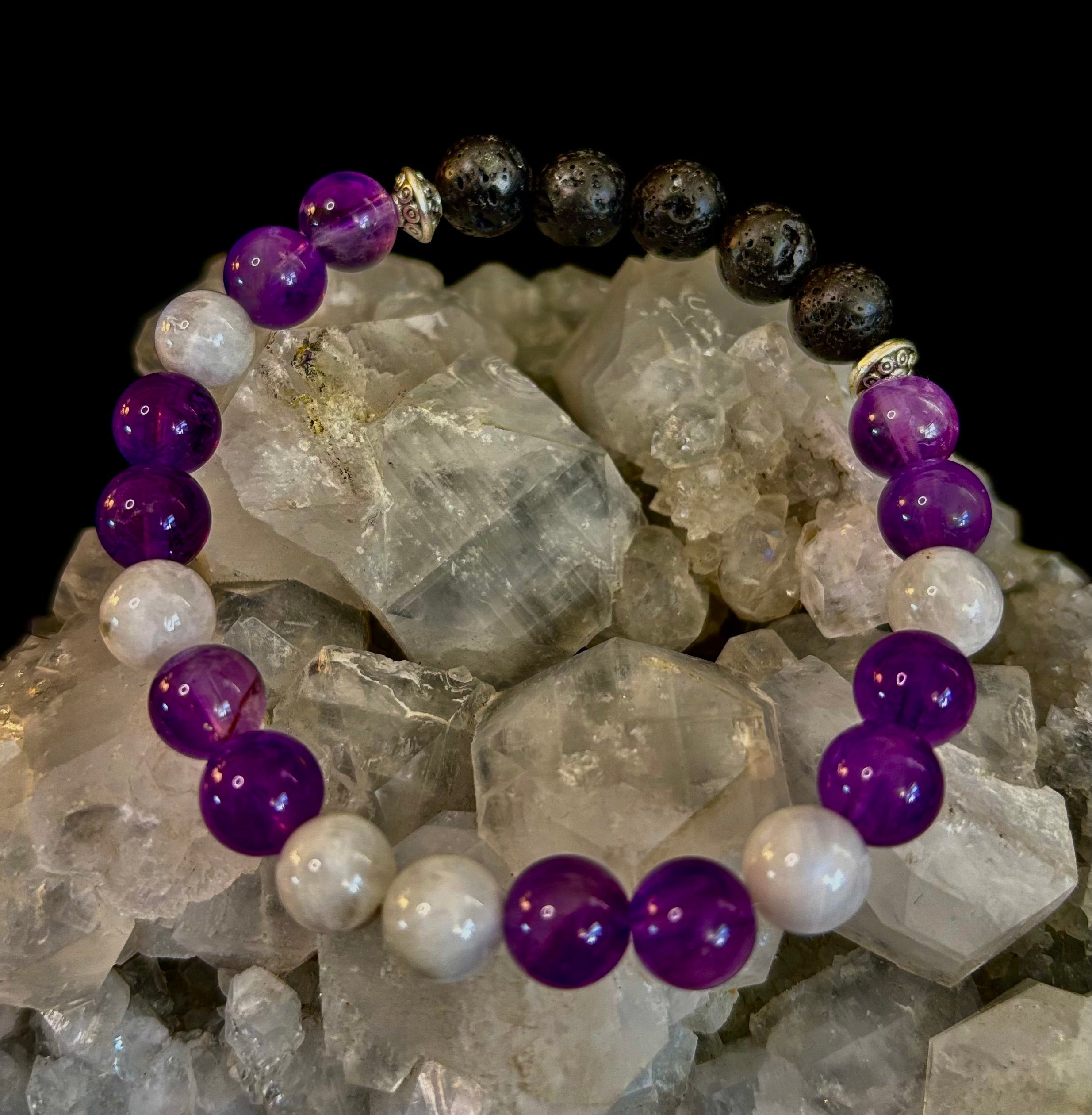 Amethyst and Moonstone Aromatherapy Diffuser Bracelet | | Wiccan Center