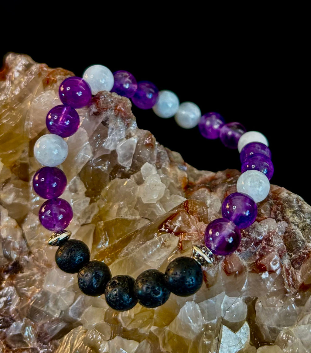 Amethyst and Moonstone Aromatherapy Diffuser Bracelet | | Wiccan Center