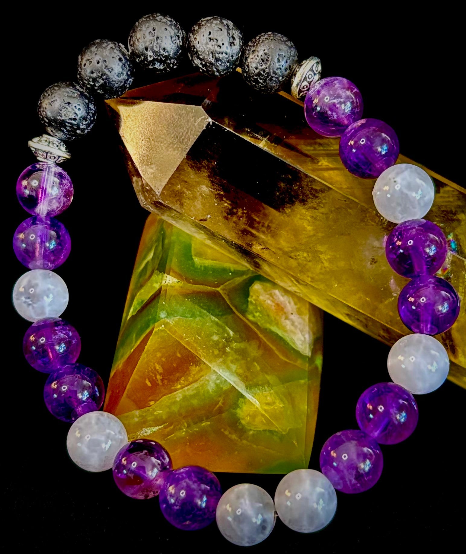 Amethyst and Moonstone Aromatherapy Diffuser Bracelet | | Wiccan Center