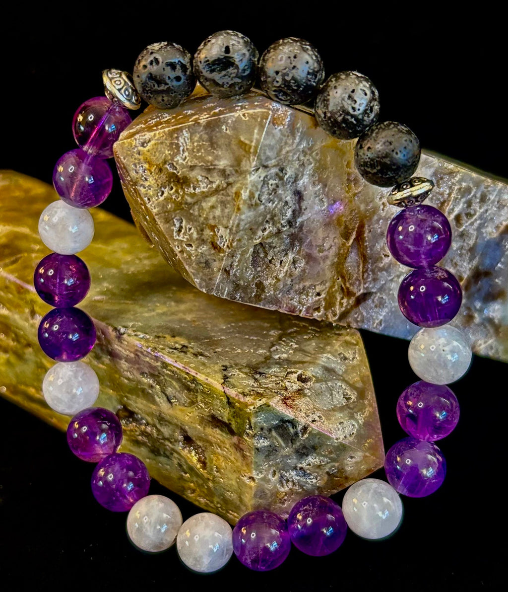 Amethyst and Moonstone Aromatherapy Diffuser Bracelet | | Wiccan Center