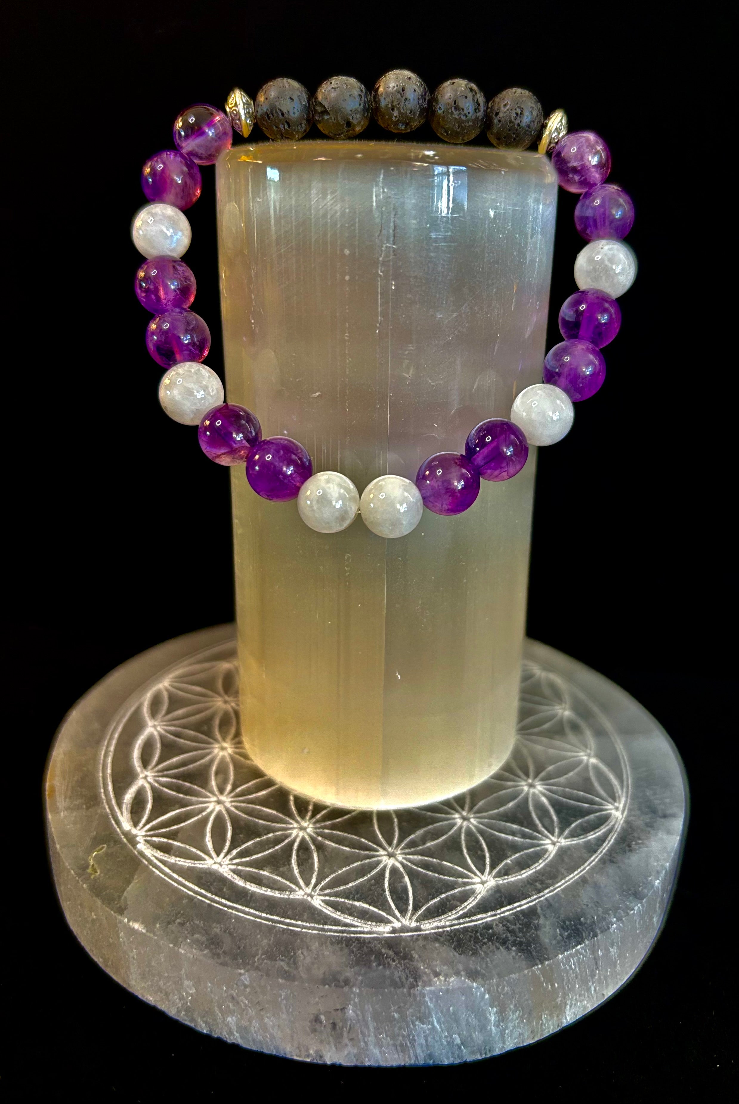 Amethyst and Moonstone Aromatherapy Diffuser Bracelet | | Wiccan Center