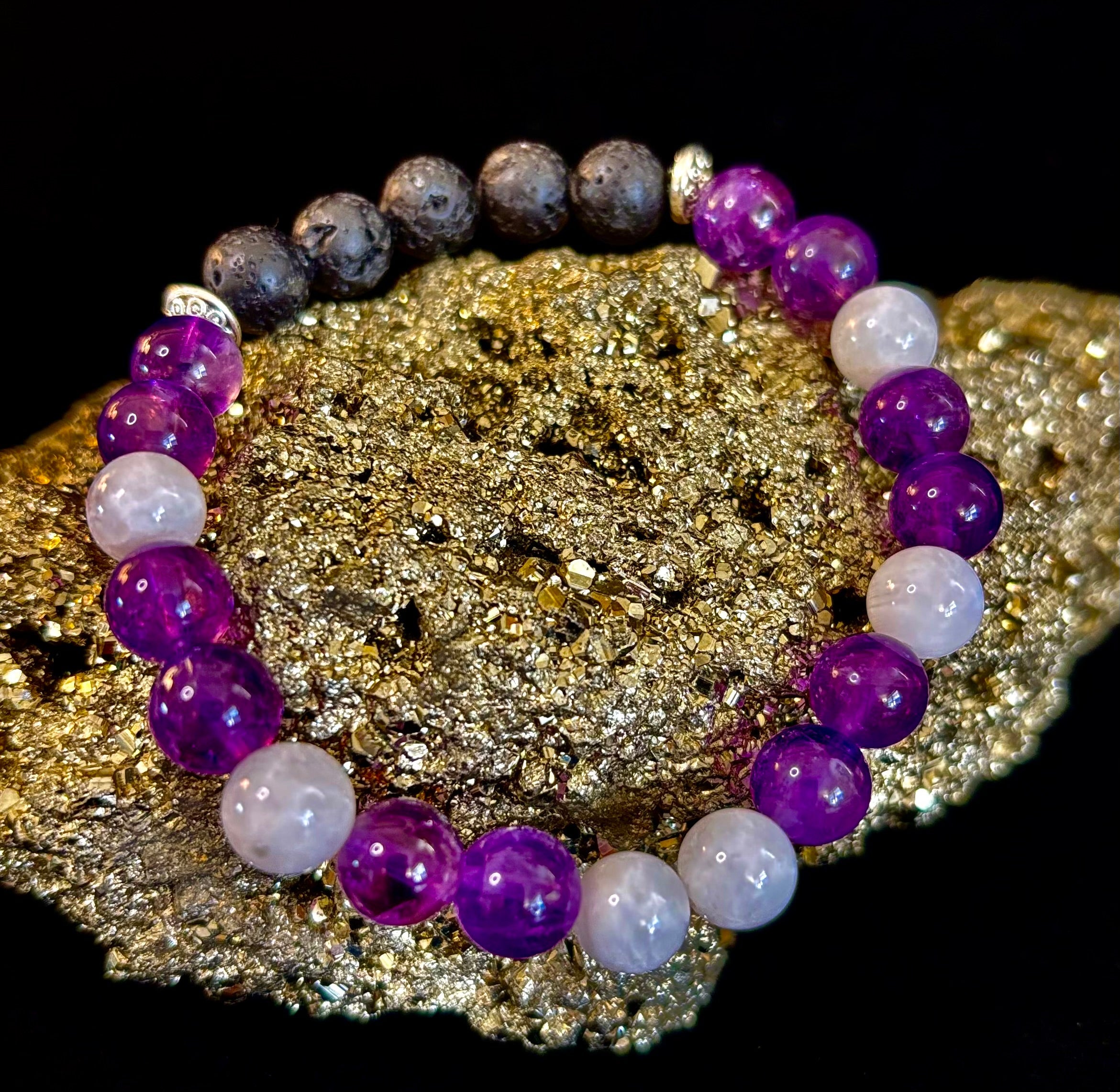 Amethyst and Moonstone Aromatherapy Diffuser Bracelet | | Wiccan Center