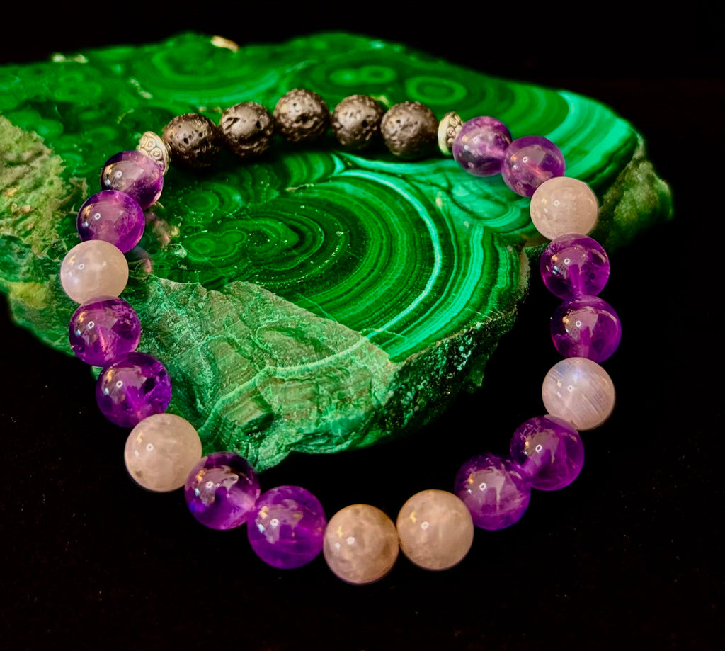Amethyst and Moonstone Aromatherapy Diffuser Bracelet | | Wiccan Center
