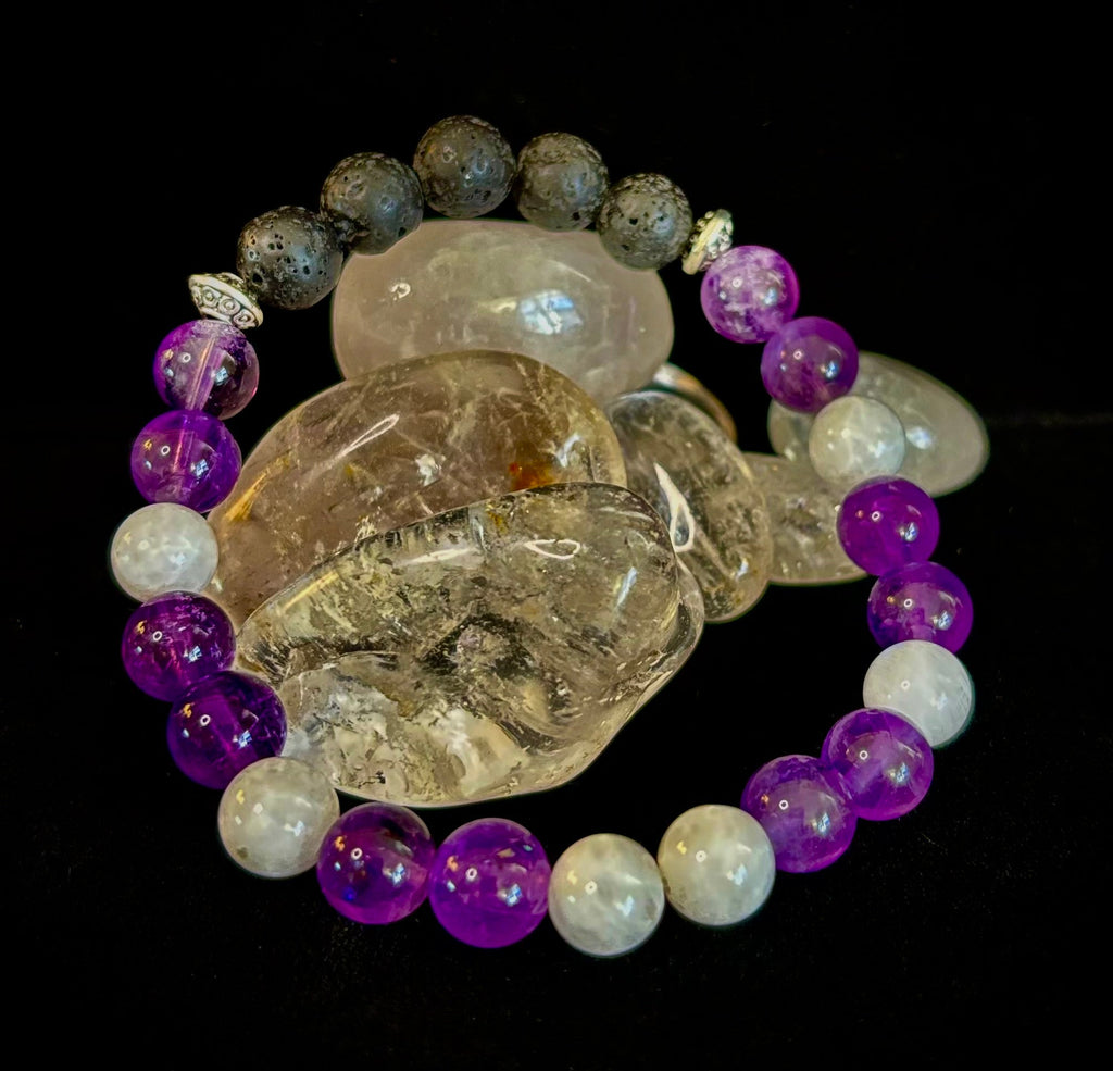 Amethyst and Moonstone Aromatherapy Diffuser Bracelet | | Wiccan Center