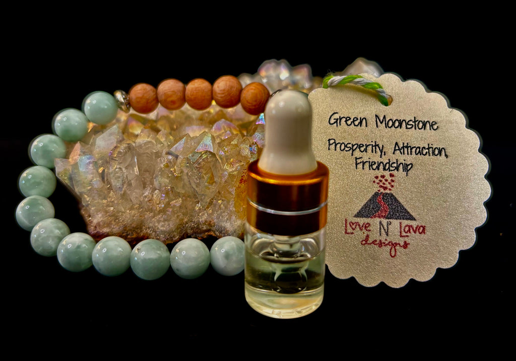 Green Moonstone Aromatherapy Diffuser Bracelet | | Wiccan Center
