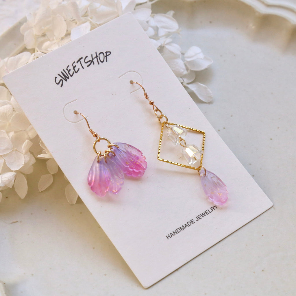 SALE - Acrylic Feather Asymmetric Earrings
