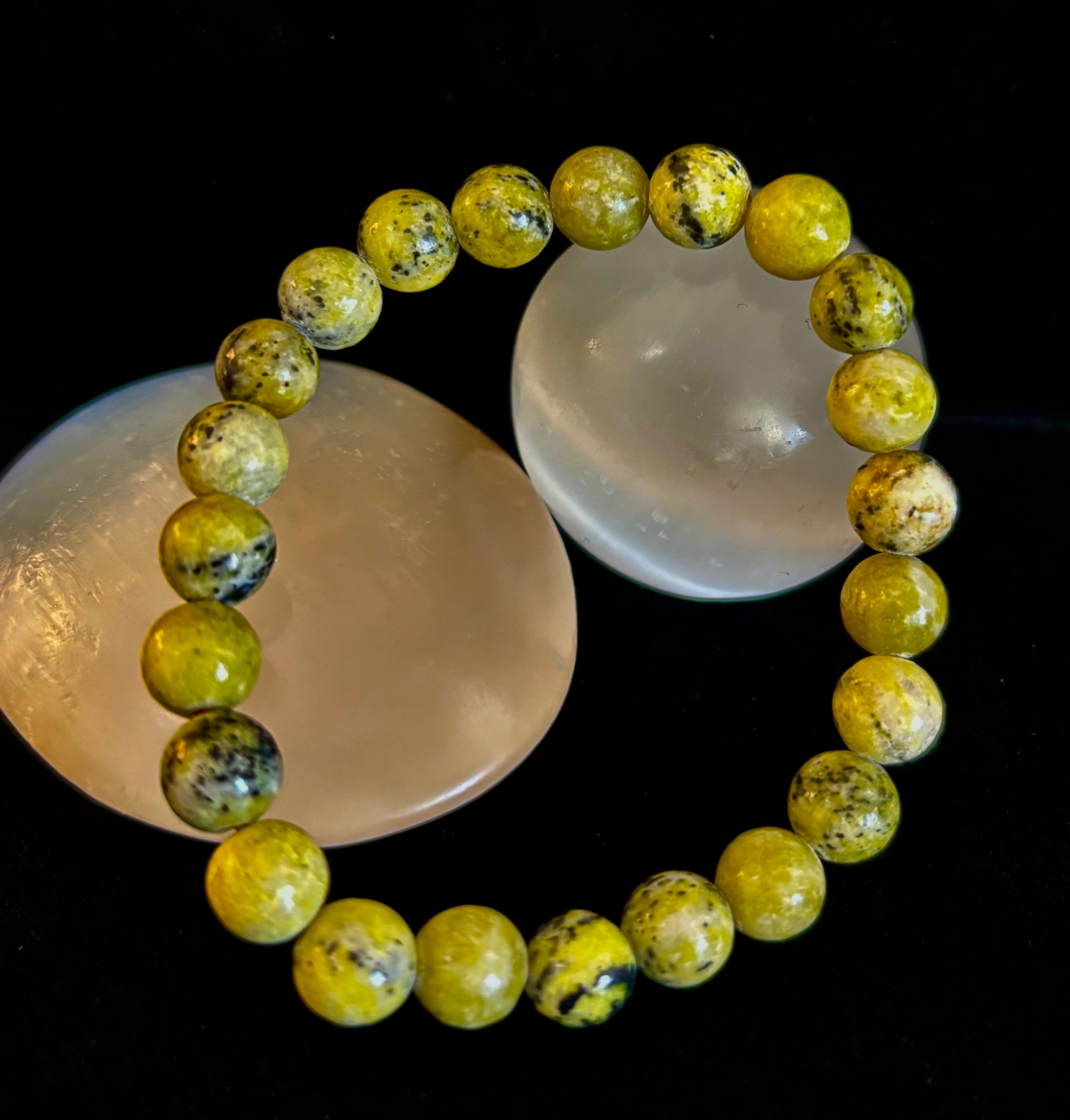 Yellow Turquoise Energy Bracelet – 8mm Natural Gemstone Bracelet (Medium Fit) | | Wiccan Center