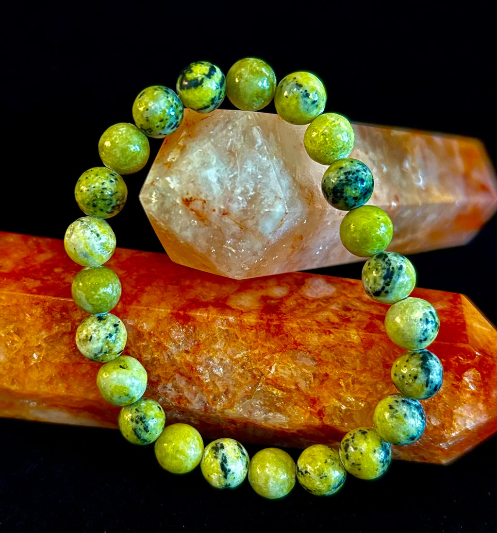 Yellow Turquoise Energy Bracelet – 8mm Natural Gemstone Bracelet (Medium Fit) | | Wiccan Center