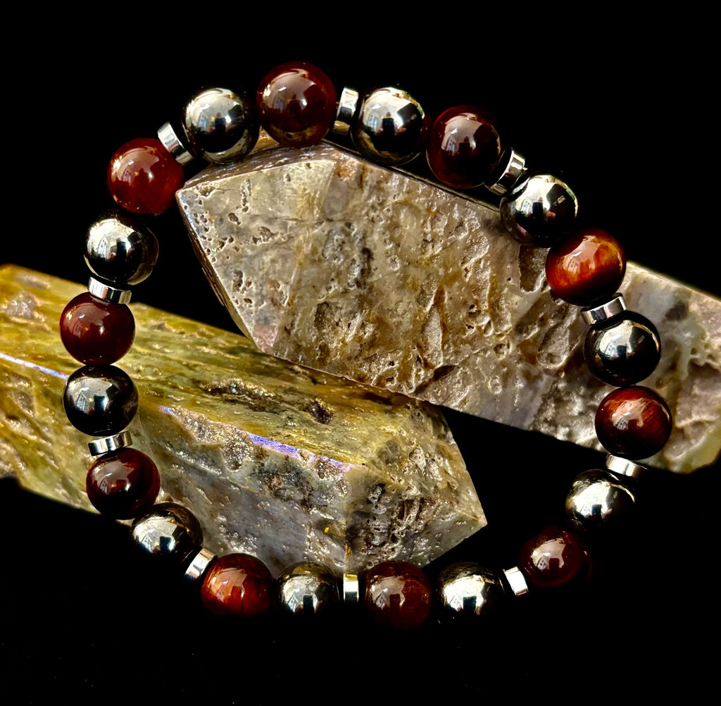Tiger’s Eye & Hematite Energy Bracelet – Handmade in Puerto Vallarta | Natural Stone Bracelet for Large & XL Wrists | | Wiccan Center