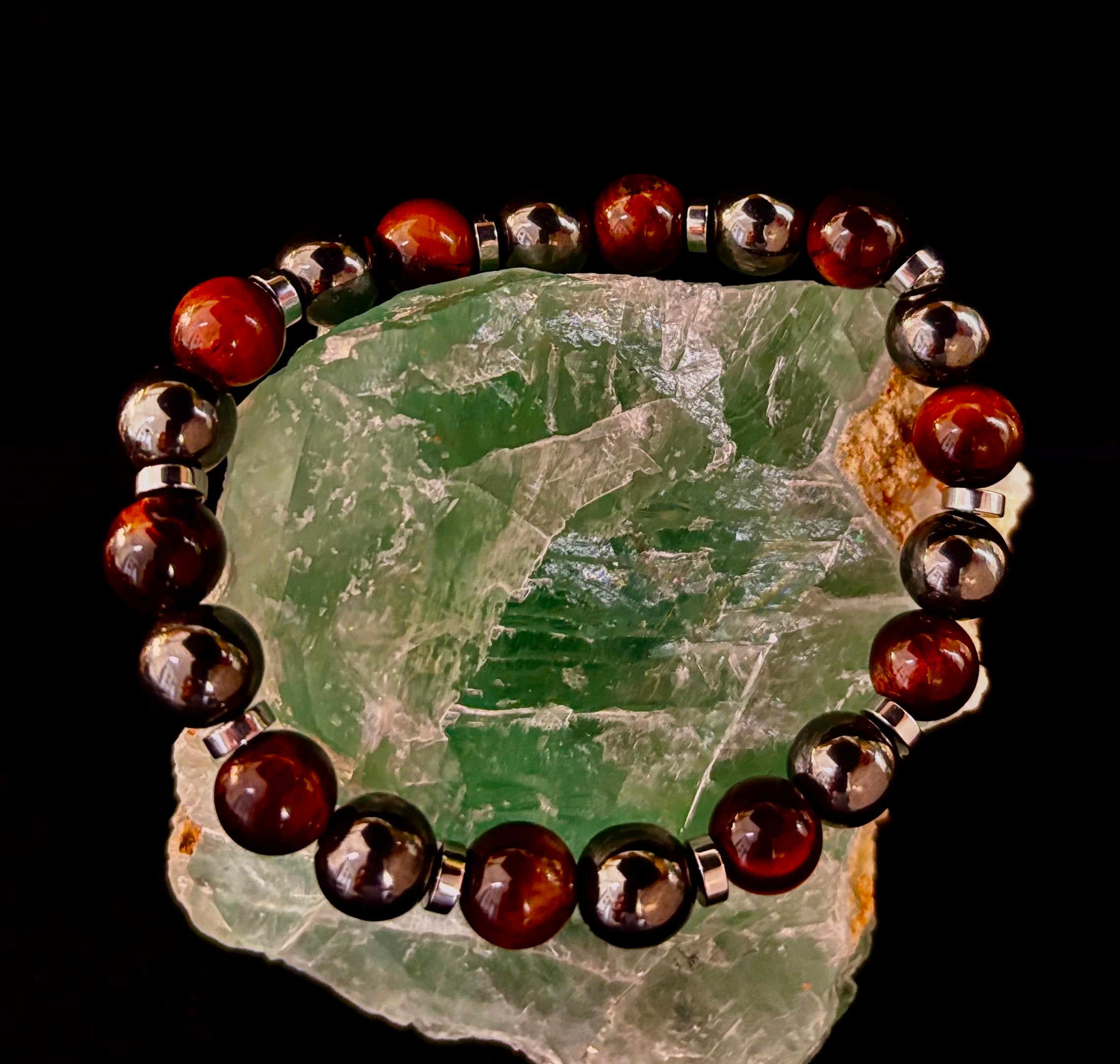 Tiger’s Eye & Hematite Energy Bracelet – Handmade in Puerto Vallarta | Natural Stone Bracelet for Large & XL Wrists | | Wiccan Center