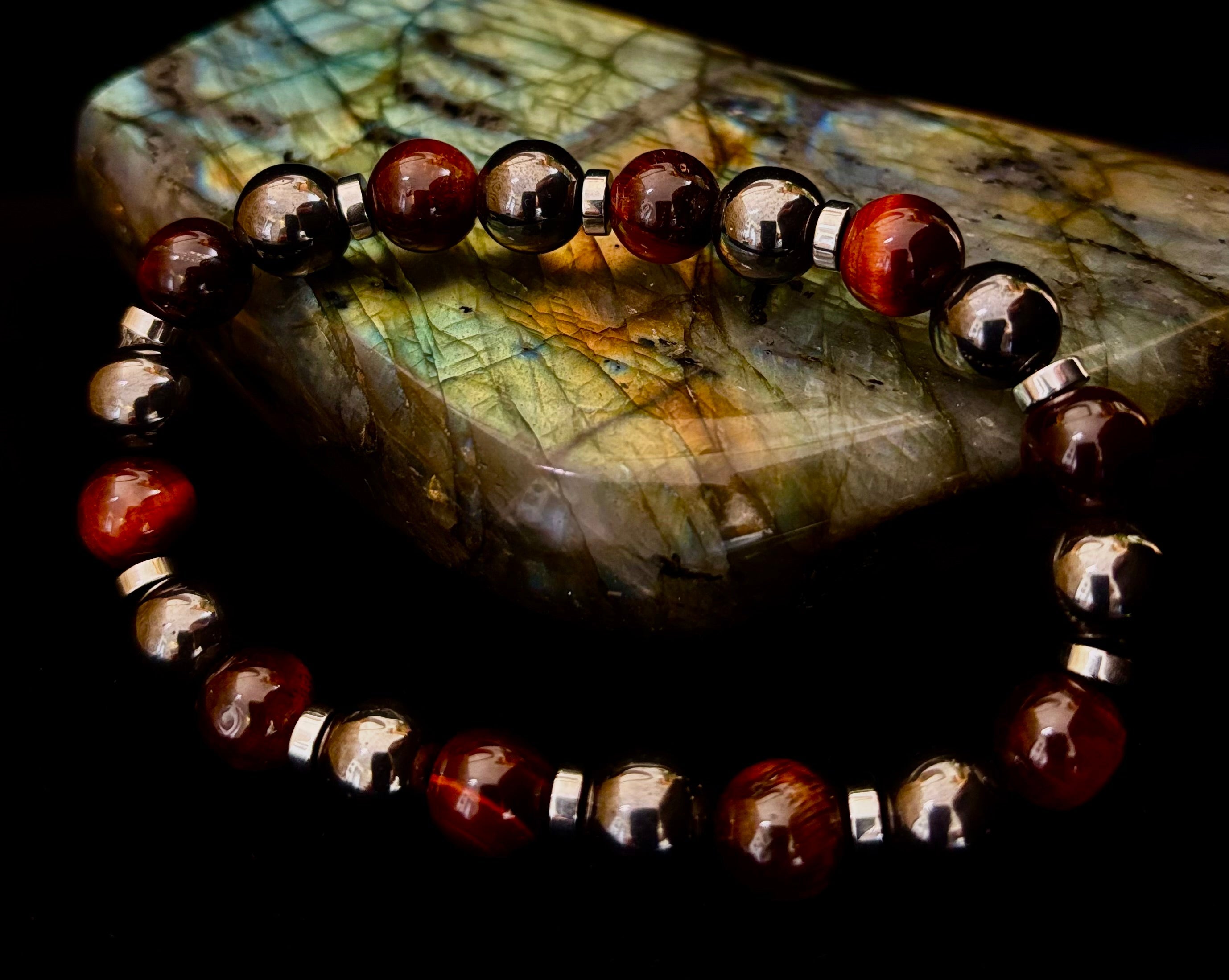 Tiger’s Eye & Hematite Energy Bracelet – Handmade in Puerto Vallarta | Natural Stone Bracelet for Large & XL Wrists | | Wiccan Center