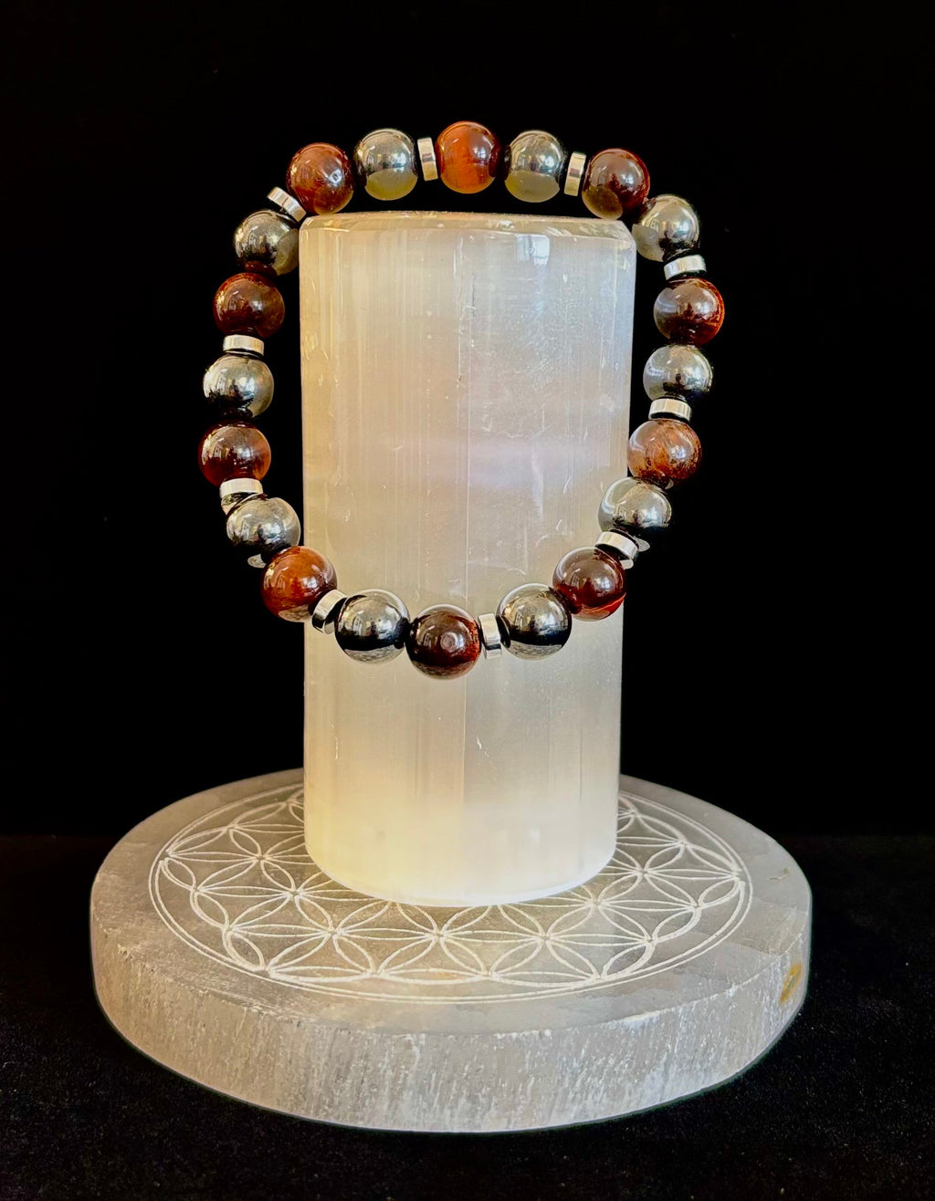 Tiger’s Eye & Hematite Energy Bracelet – Handmade in Puerto Vallarta | Natural Stone Bracelet for Large & XL Wrists | | Wiccan Center