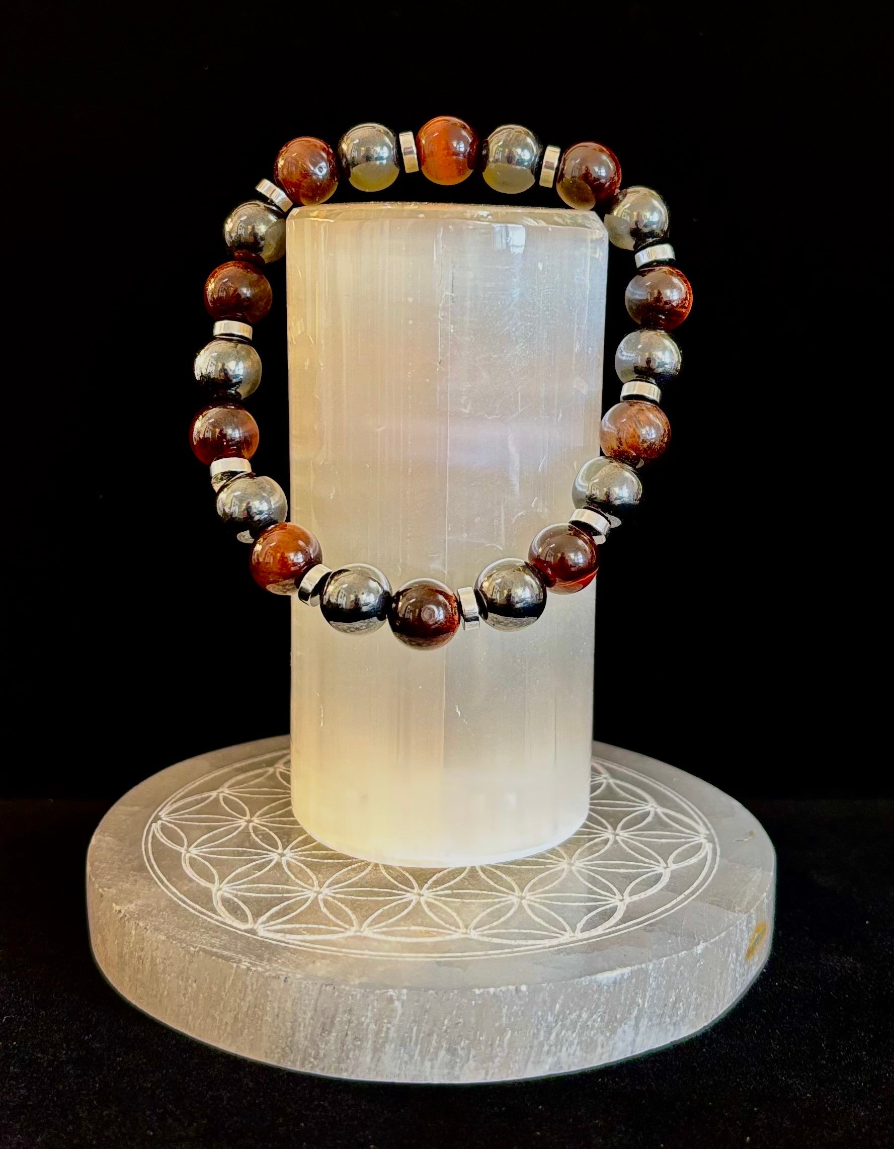 Tiger’s Eye & Hematite Energy Bracelet – Handmade in Puerto Vallarta | Natural Stone Bracelet for Large & XL Wrists | | Wiccan Center