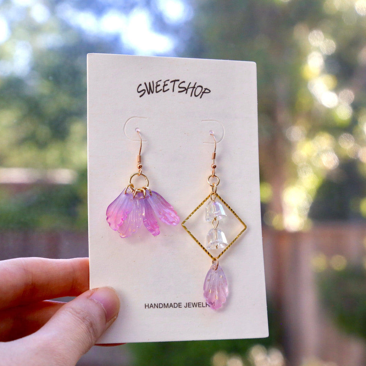 SALE - Acrylic Feather Asymmetric Earrings