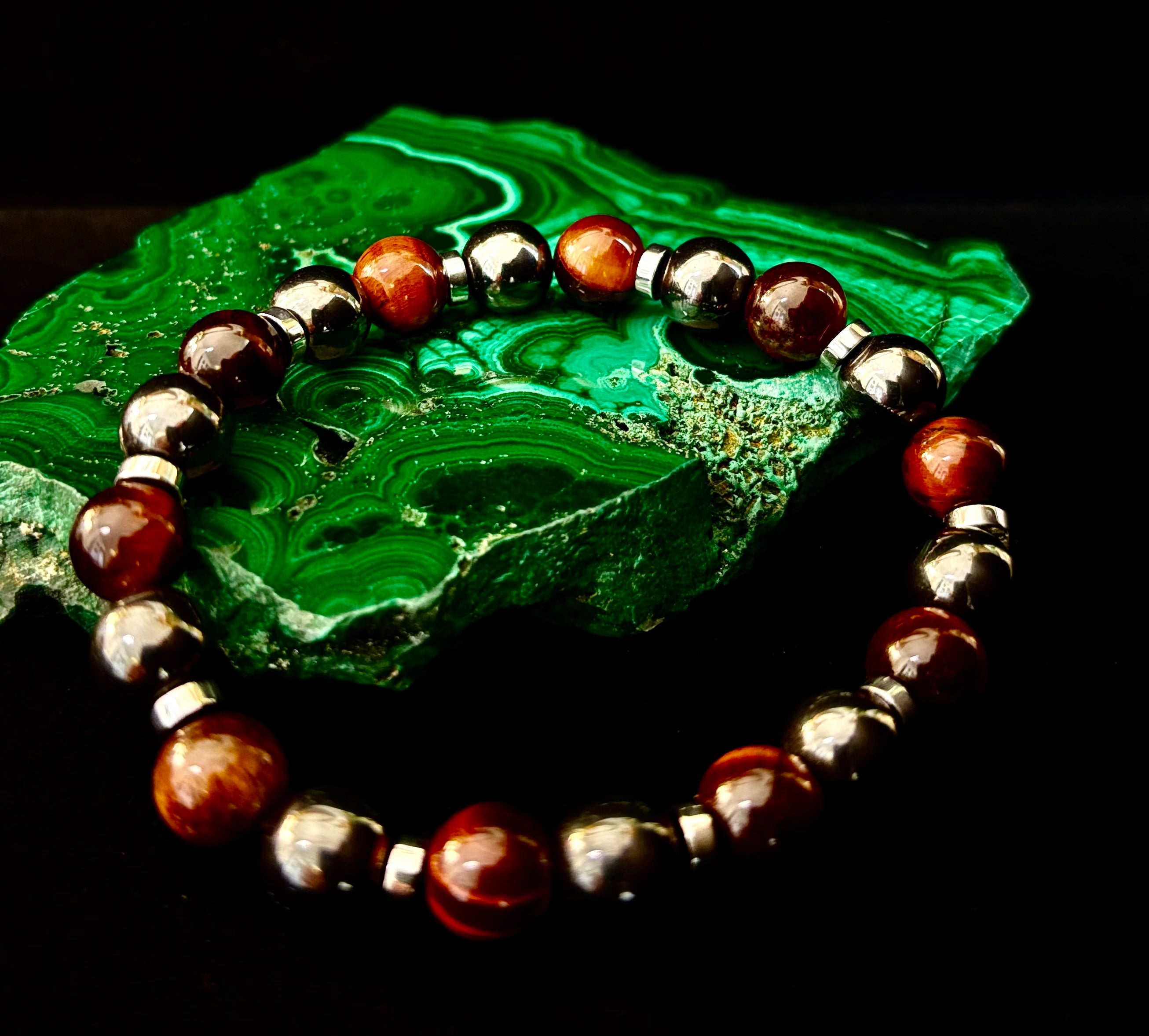 Tiger’s Eye & Hematite Energy Bracelet – Handmade in Puerto Vallarta | Natural Stone Bracelet for Large & XL Wrists | | Wiccan Center