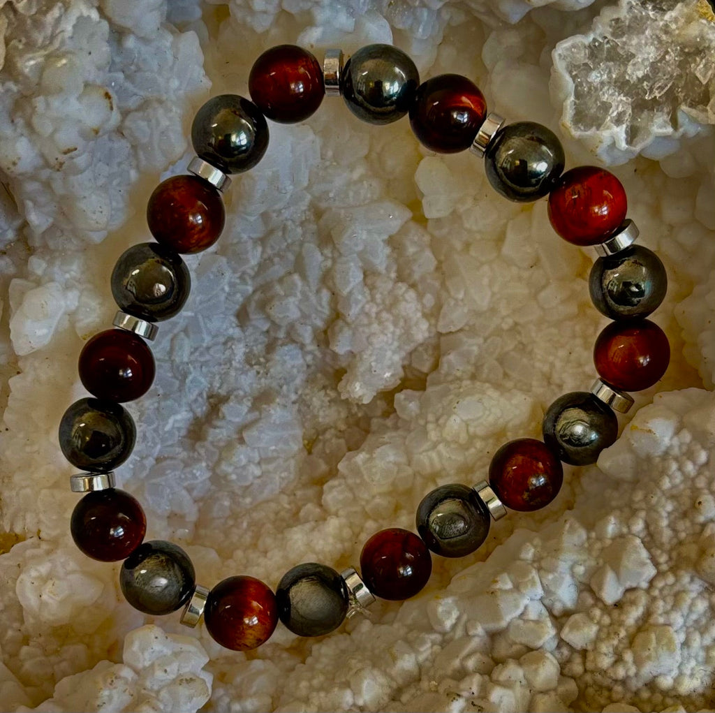 Tiger’s Eye & Hematite Energy Bracelet – Handmade in Puerto Vallarta | Natural Stone Bracelet for Large & XL Wrists | | Wiccan Center