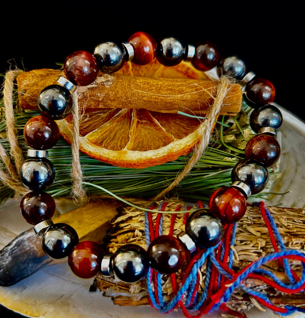 Tiger’s Eye & Hematite Energy Bracelet – Handmade in Puerto Vallarta | Natural Stone Bracelet for Large & XL Wrists | | Wiccan Center