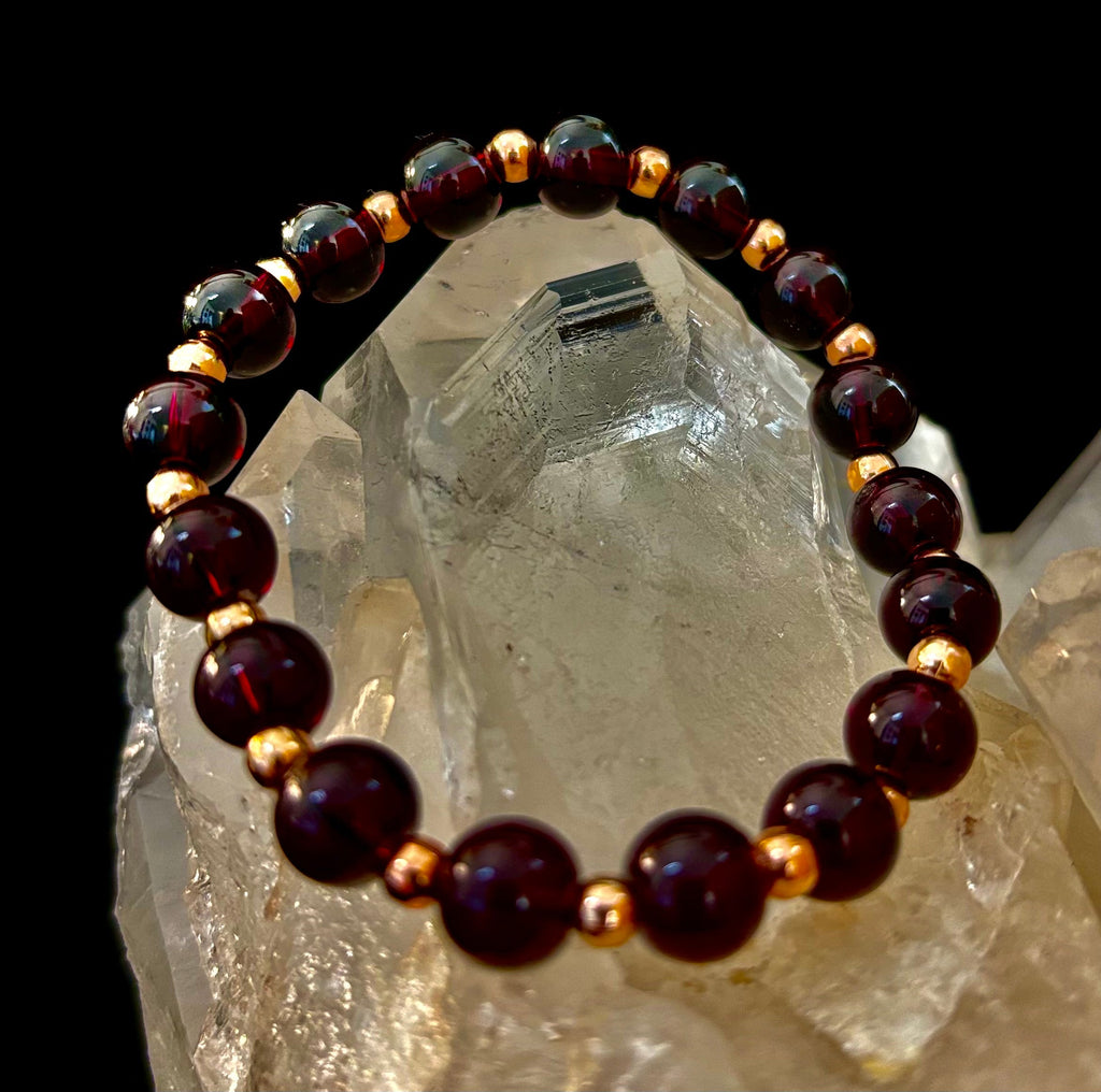 Passion & Strength Garnet Bracelet – Delicate Gemstone Bracelet with Copper Accents | | Wiccan Center